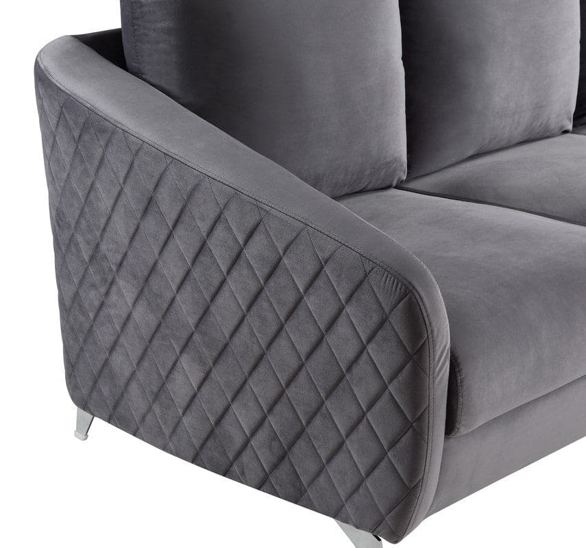 Sofia Gray Velvet Modern Chic Sofa Couch