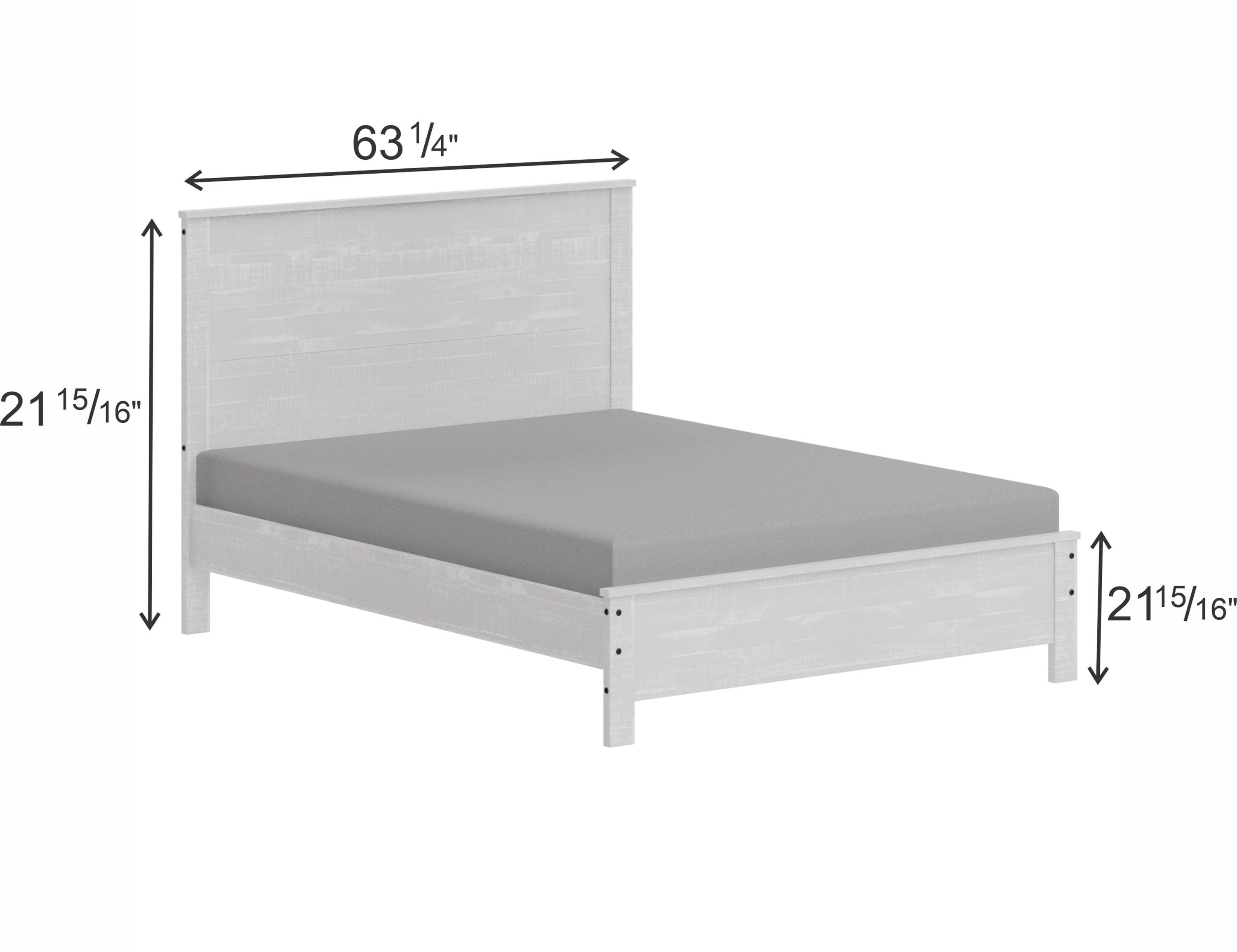 Yes4wood Albany Solid Wood White Bed, Modern Rustic Wooden Full Size Bed Frame Box Spring Needed