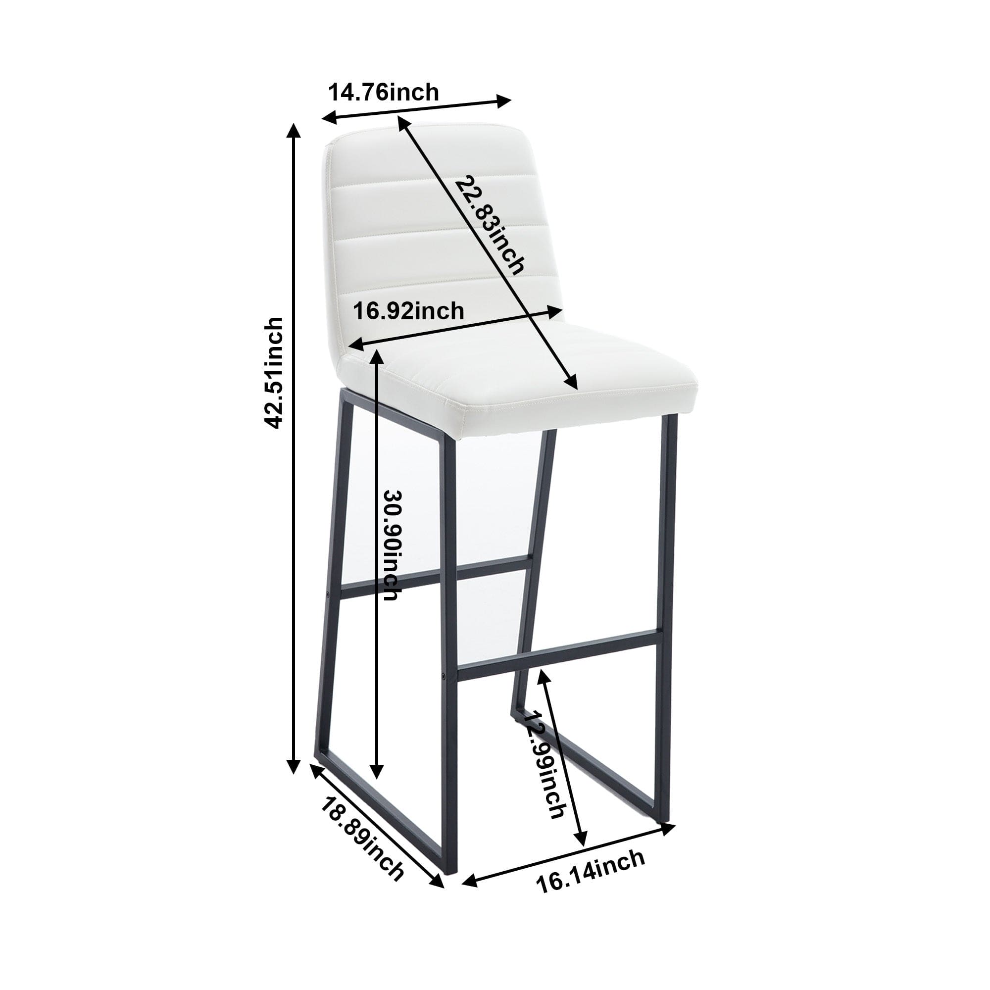 Bar Stools Set of 2 With Back,Upholstered PU Leather Kitchen Breakfast Bar Stools with Footrest,Cream