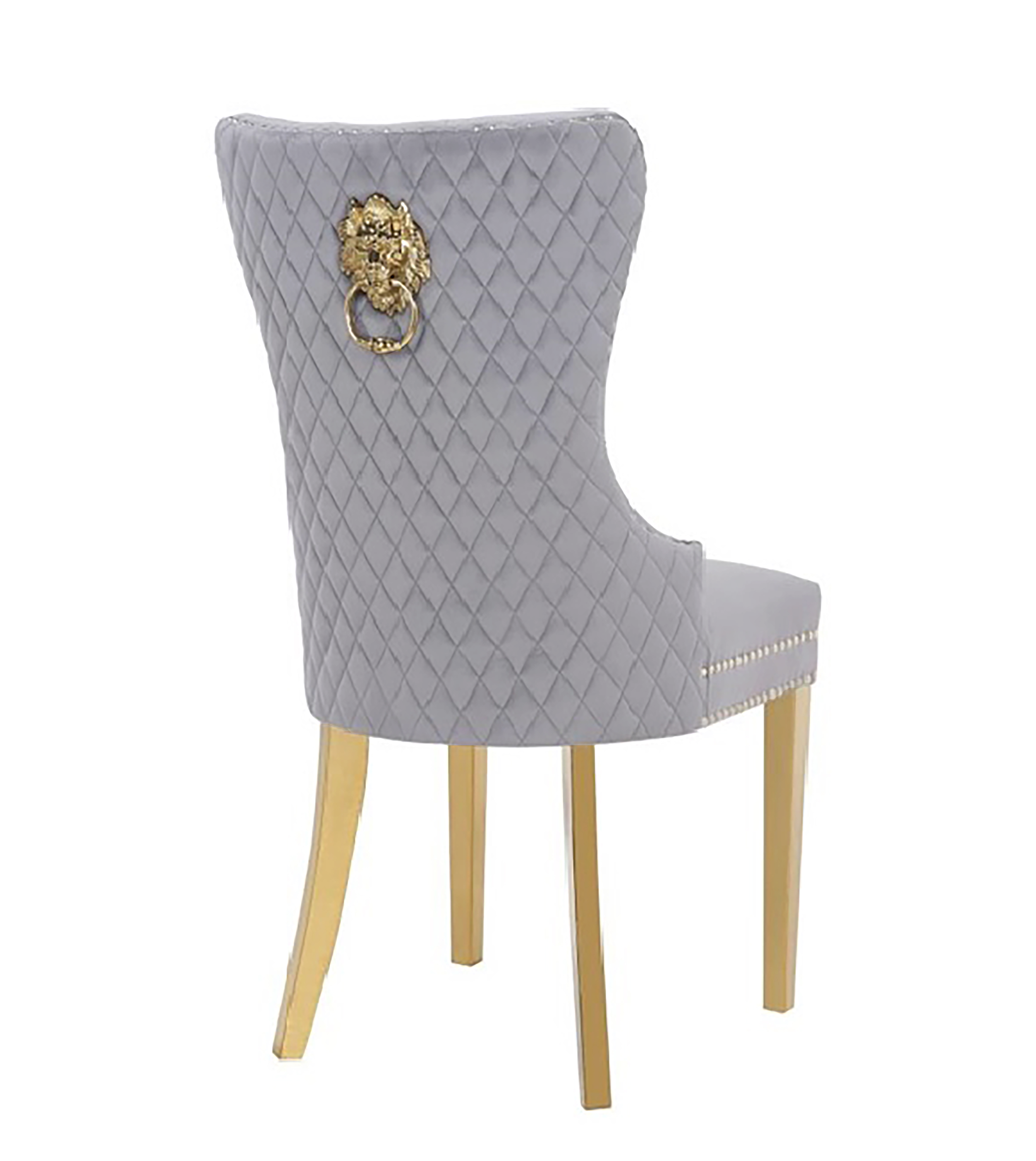 Simba Gold 2 Piece Dinning Chair Finish with Velvet Fabric in Light Gray