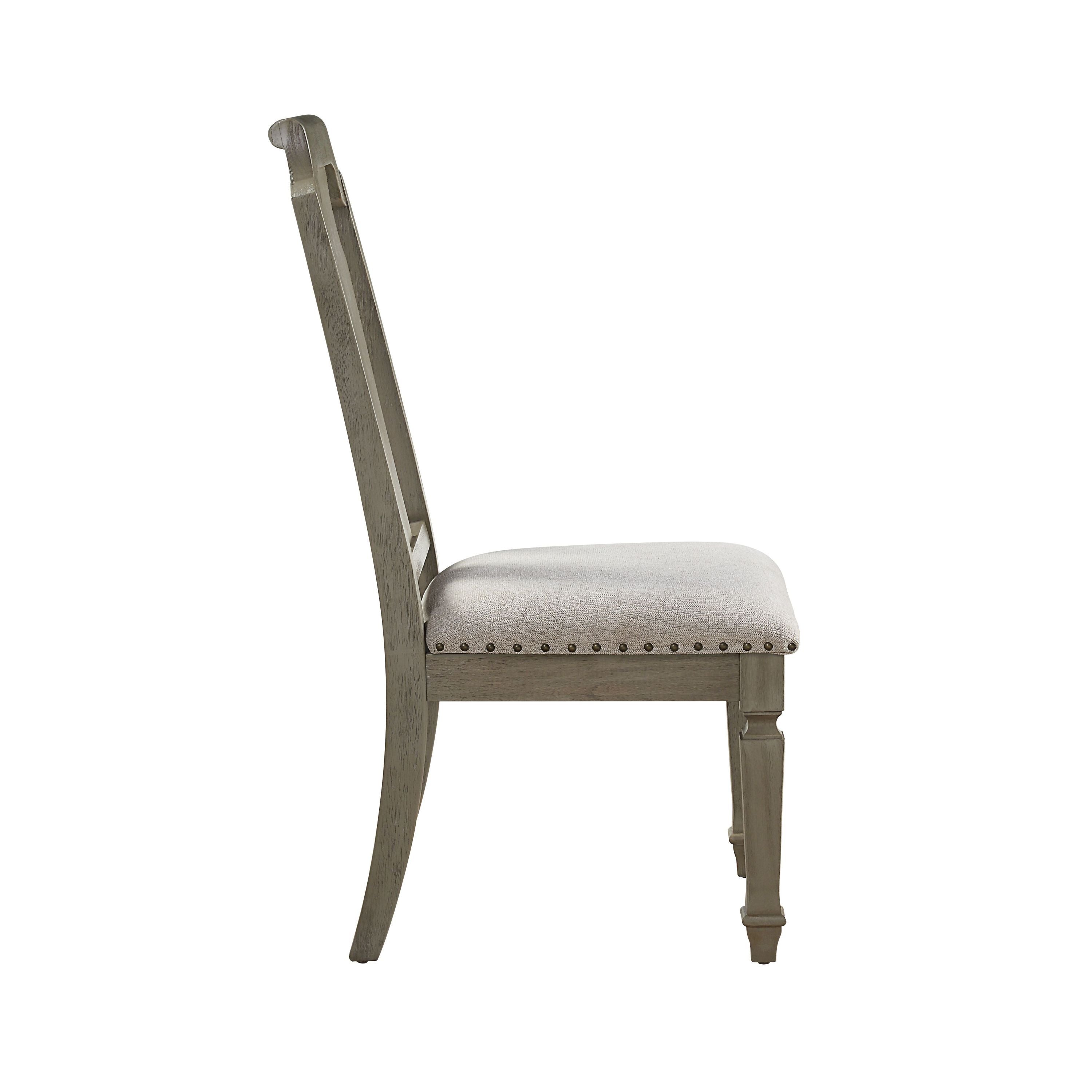 ACME Zumala Side Chair (Set-2), Beige Linen & Weathered Oak Finish 73262