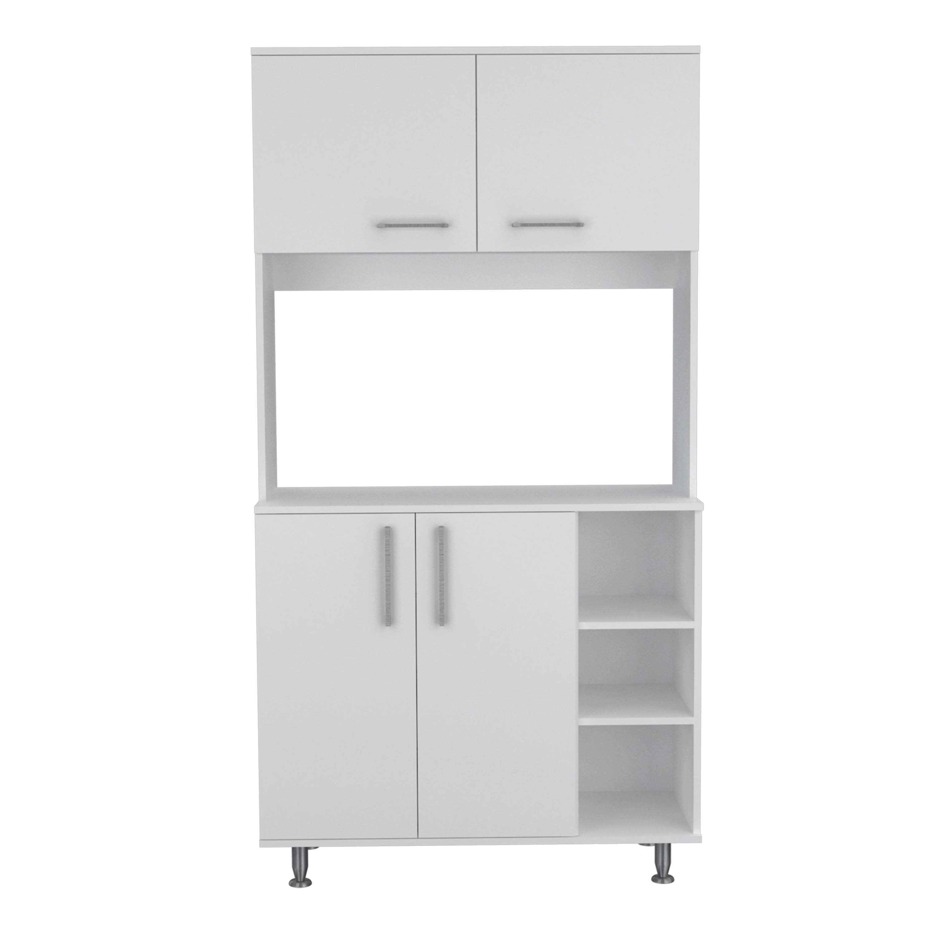 Nadina 4-Door 2-Drawer 2-piece Kitchen Set, Kitchen Island and Kitchen Pantry White and Light Oak