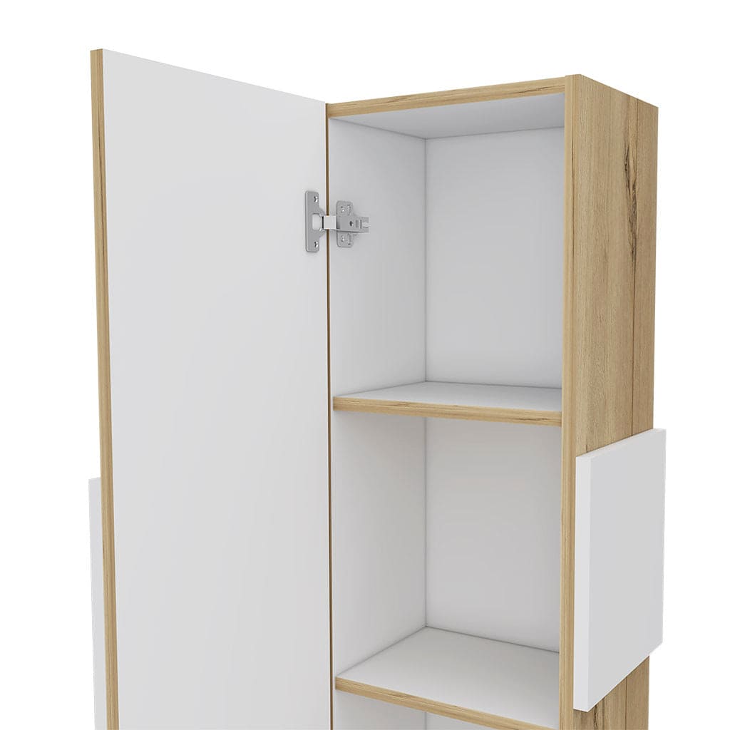 Medicine Cabinet Artic, Three Shelves, Single Door, White / Light Oak Finish