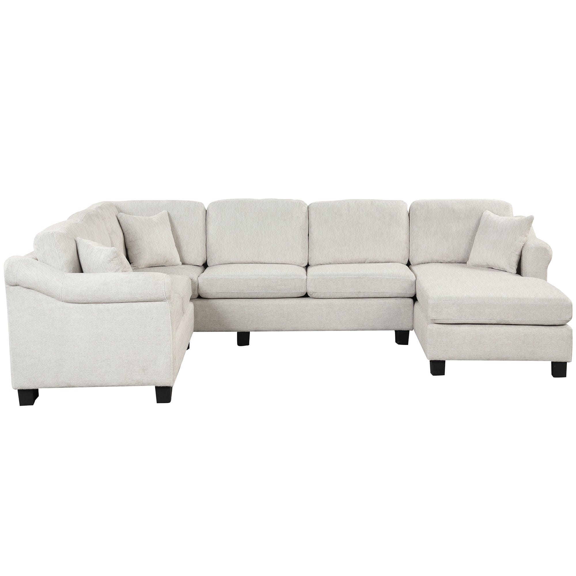 122.1" *91.3"  4pcs Sectional Sofa with Ottoman with Right Side Chaise velvet fabric White