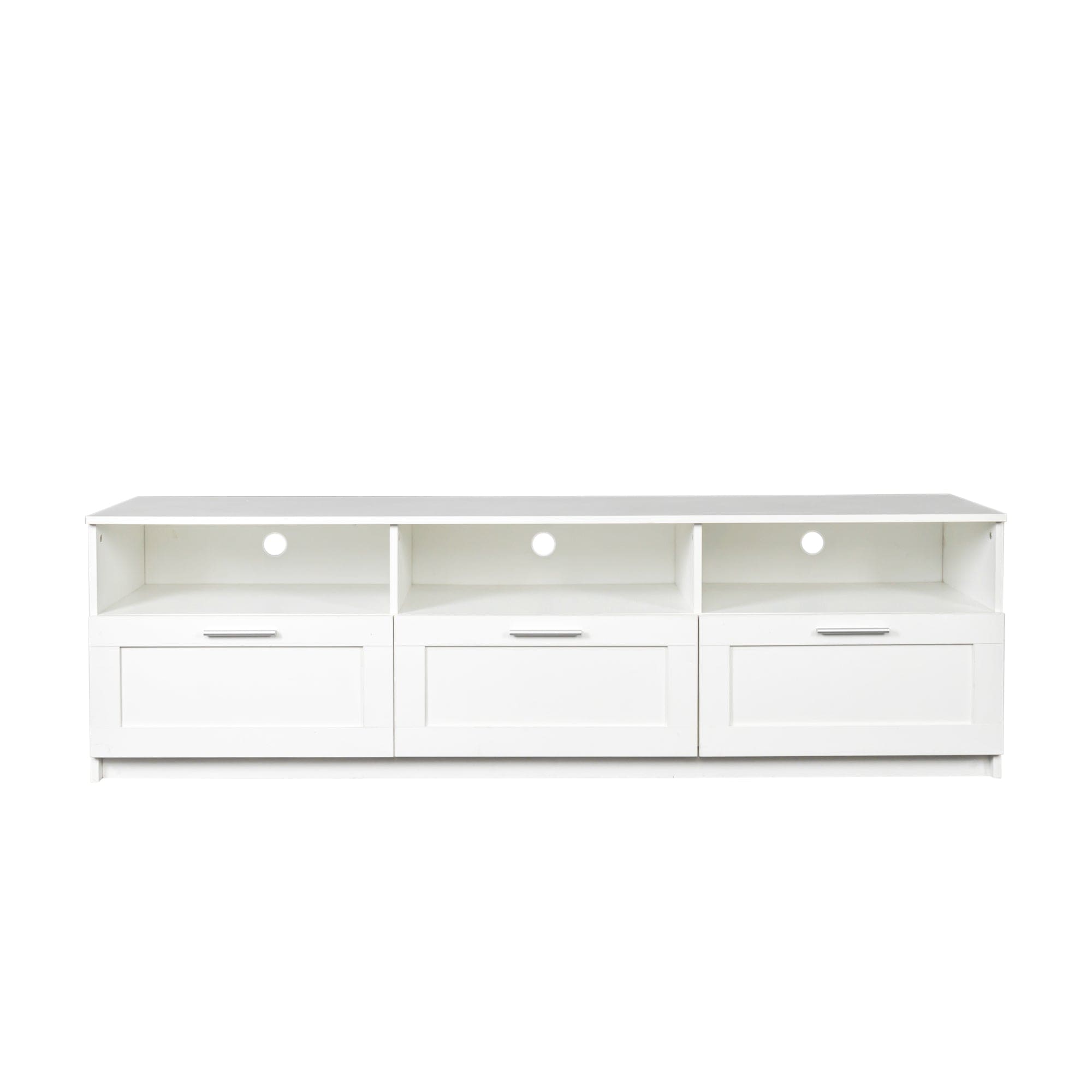 White modern minimalist TV cabinet 80 inch TV stand, open locker Living Room Bedroom