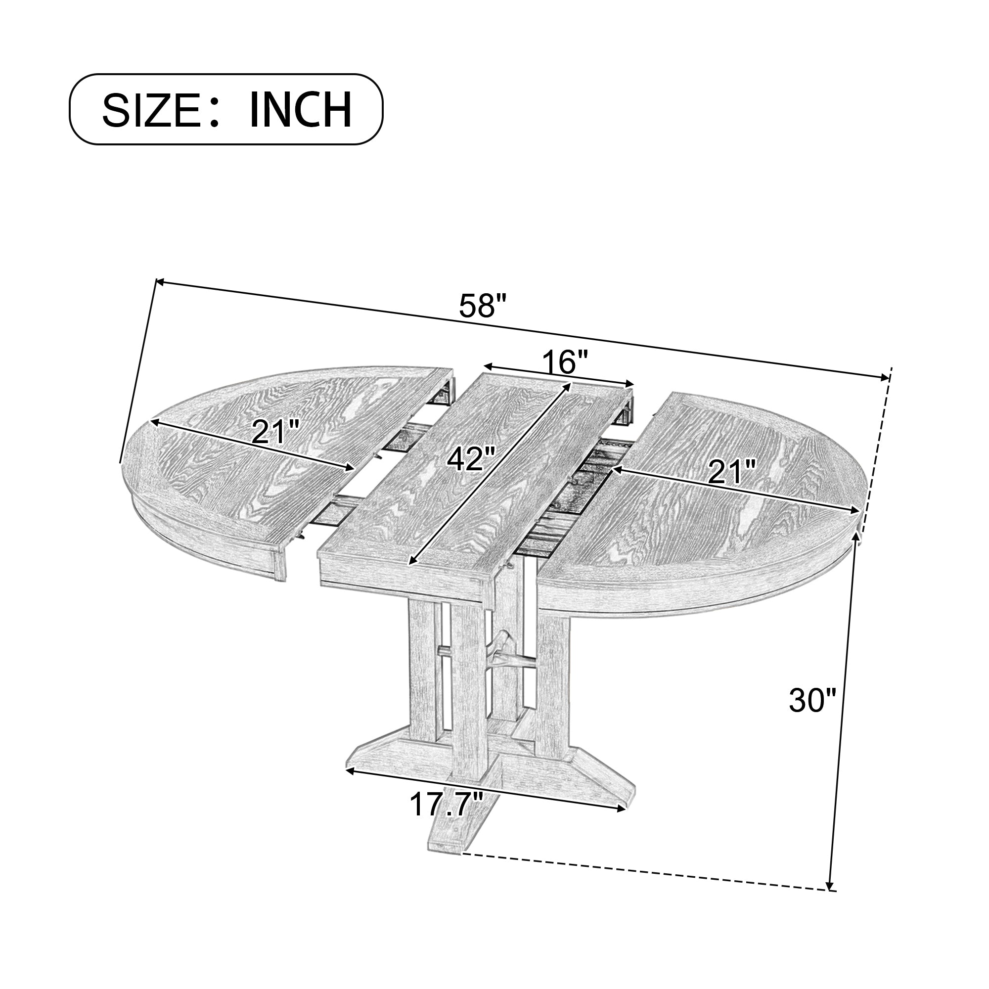 TREXM Farmhouse Dining Table Extendable Round Table for Kitchen, Dining Room(Natural Wood Wash)