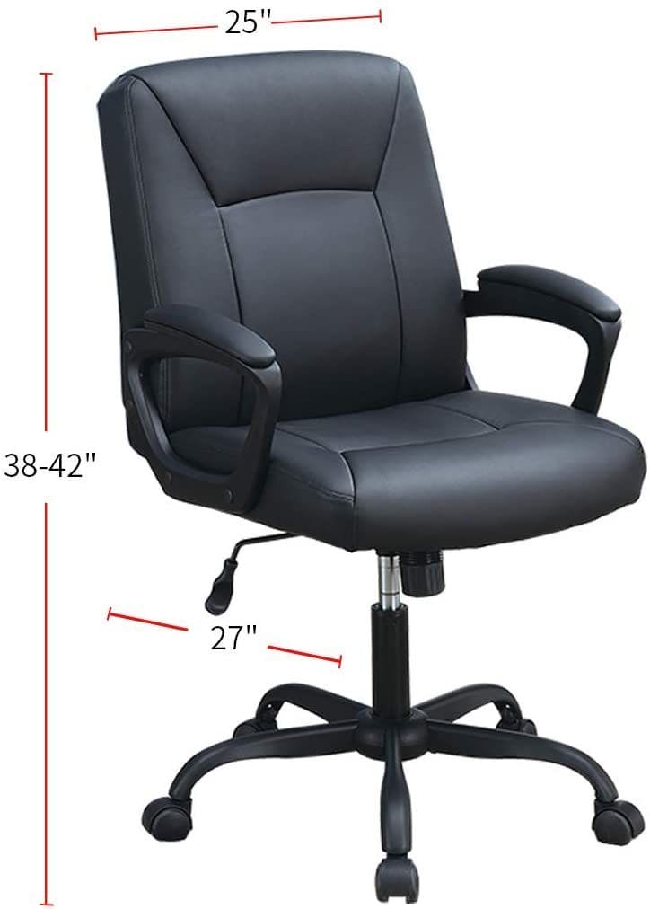 Relax Cushioned Office Chair 1pc Black Upholstered Seat back Adjustable Chair Comfort