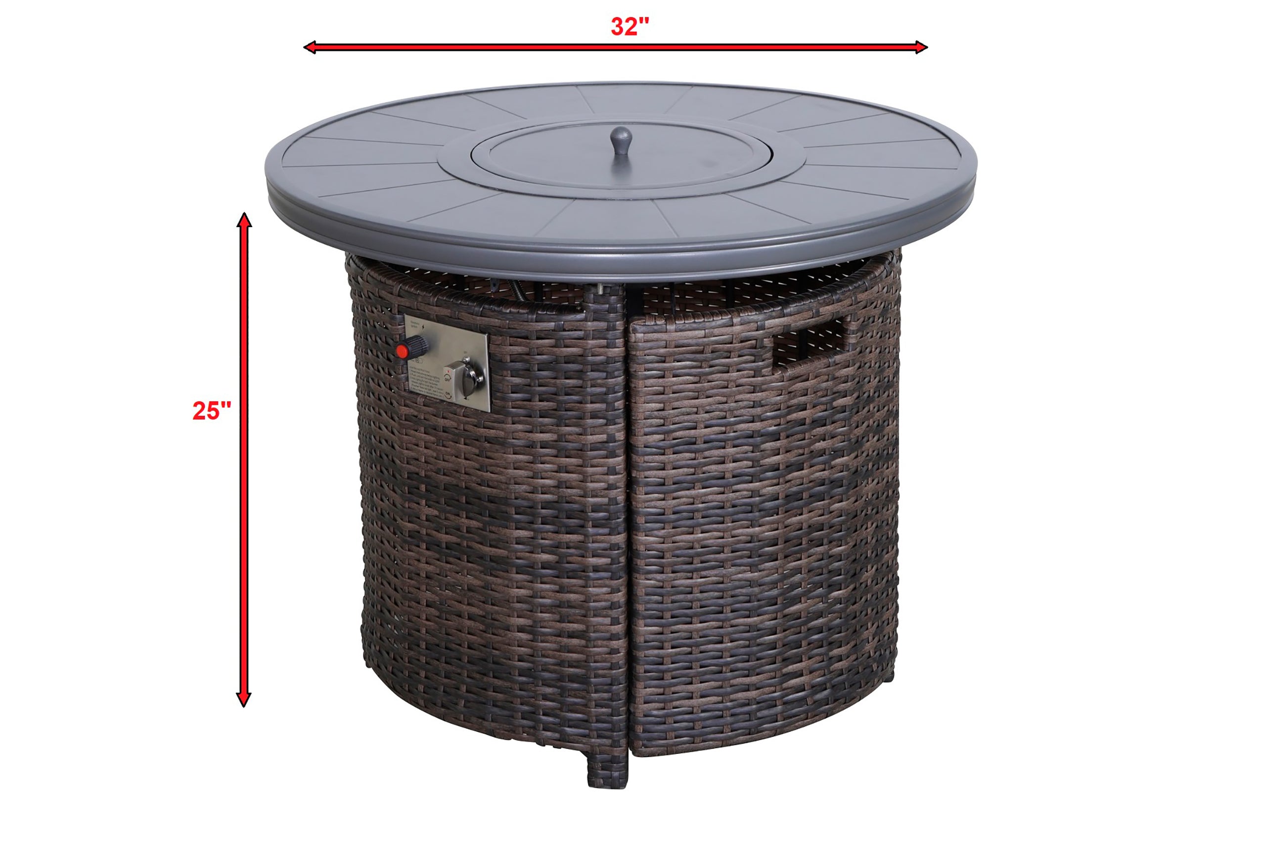 Living Source International 25" H x 32" W Aluminum Outdoor Fire Pit Table with Lid(Espresso)