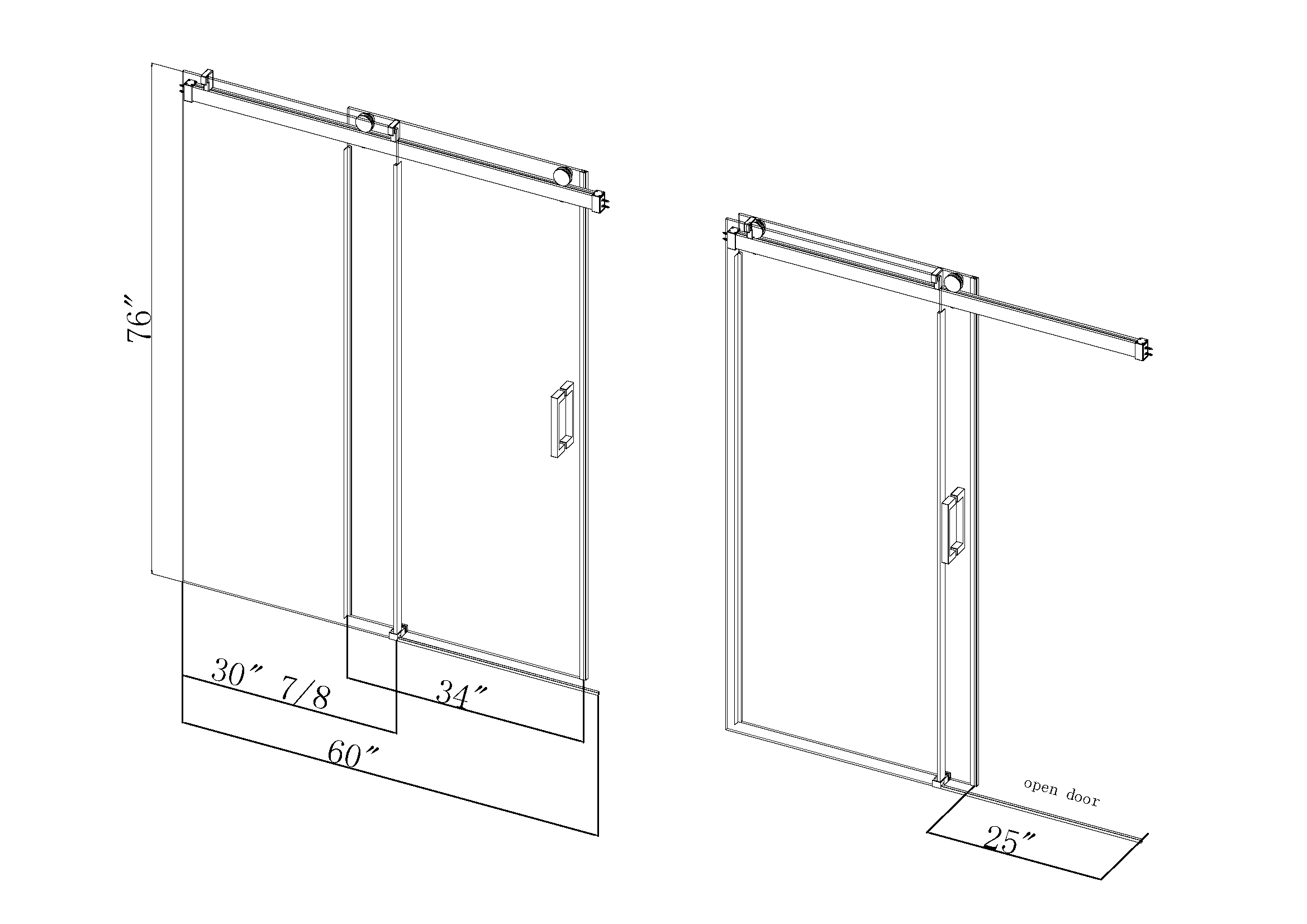 Elan 56 to 60 in. W x 76 in. H Sliding Frameless Soft-Close Shower Door with Premium 3/8 Inch (10mm) Thick Tampered Glass in Brushed Nickel 22D01-60BN