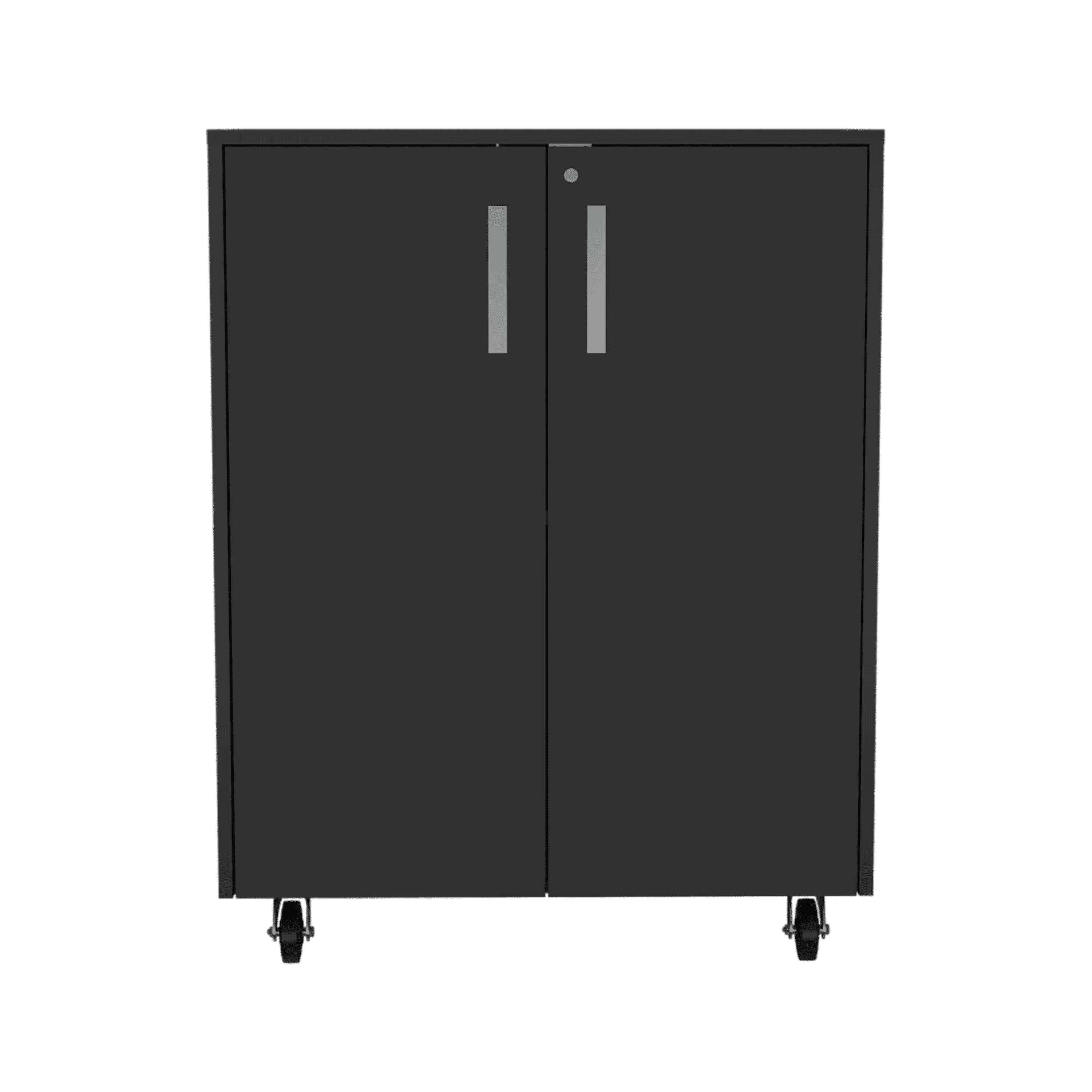 Storage Cabinet Lions, Double Door and Casters, Black Wengue Finish