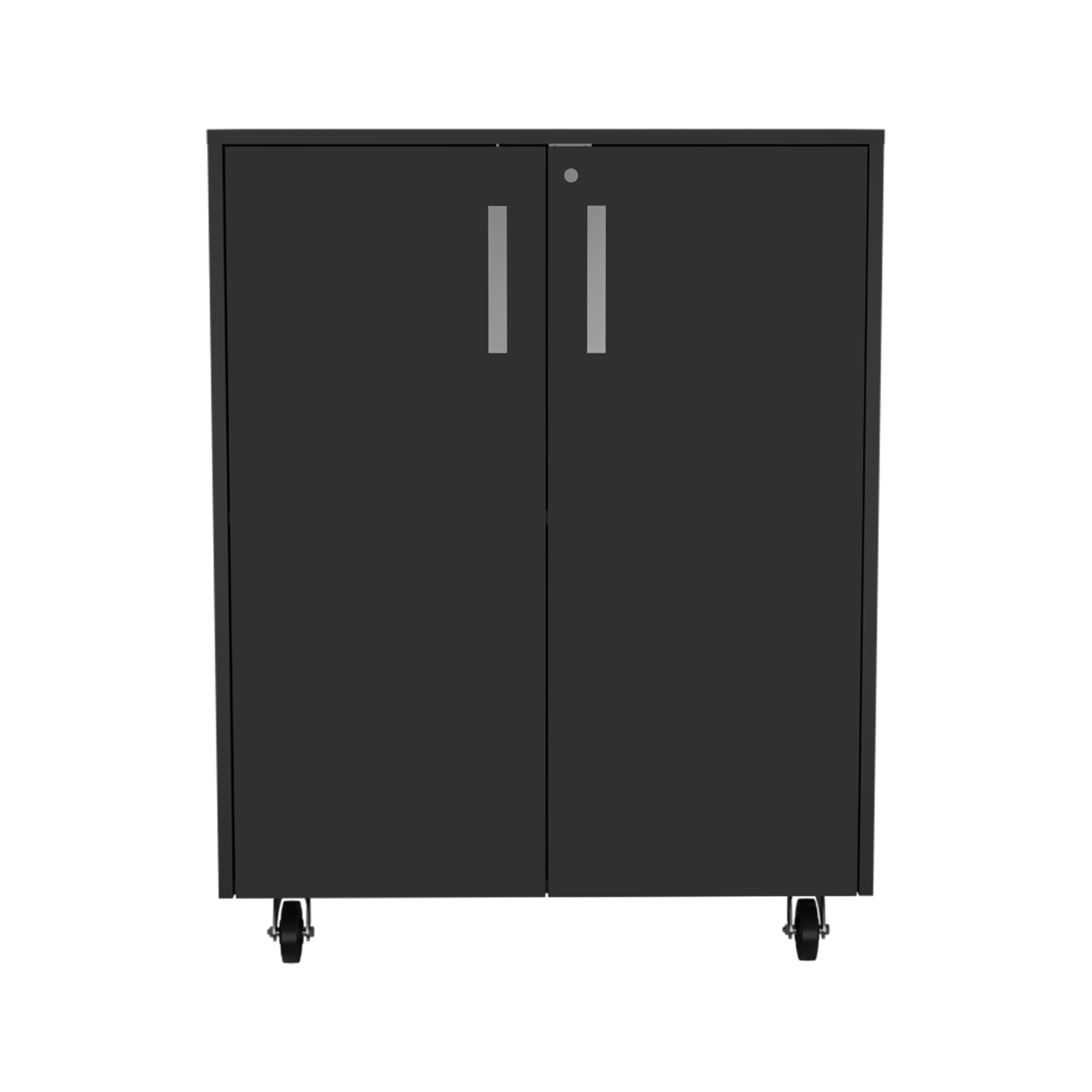 Storage Cabinet Lions, Double Door and Casters, Black Wengue Finish