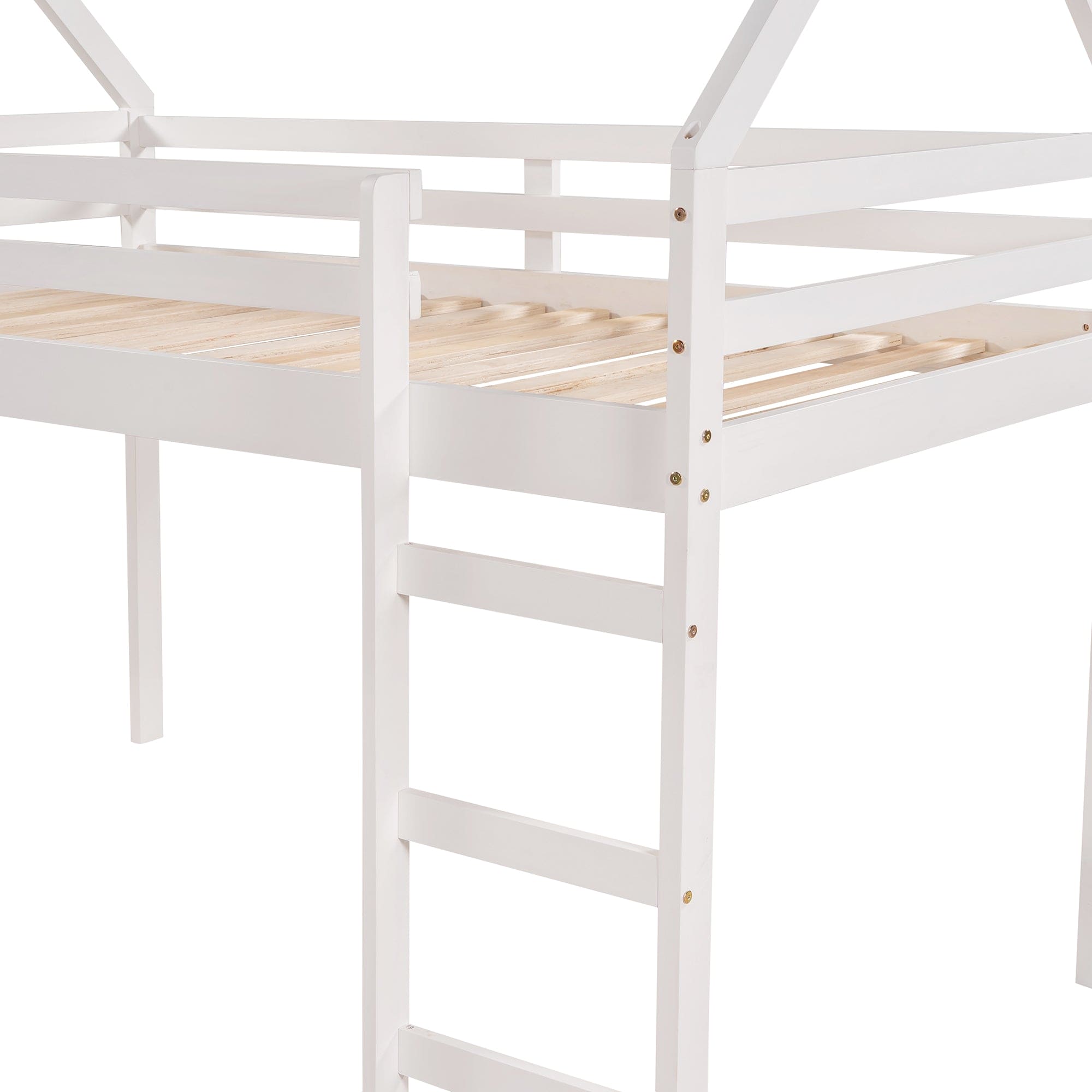 Twin Size Loft Bed with Slide, House Bed with Slide,White(OLD SKU :WF281158AAK)