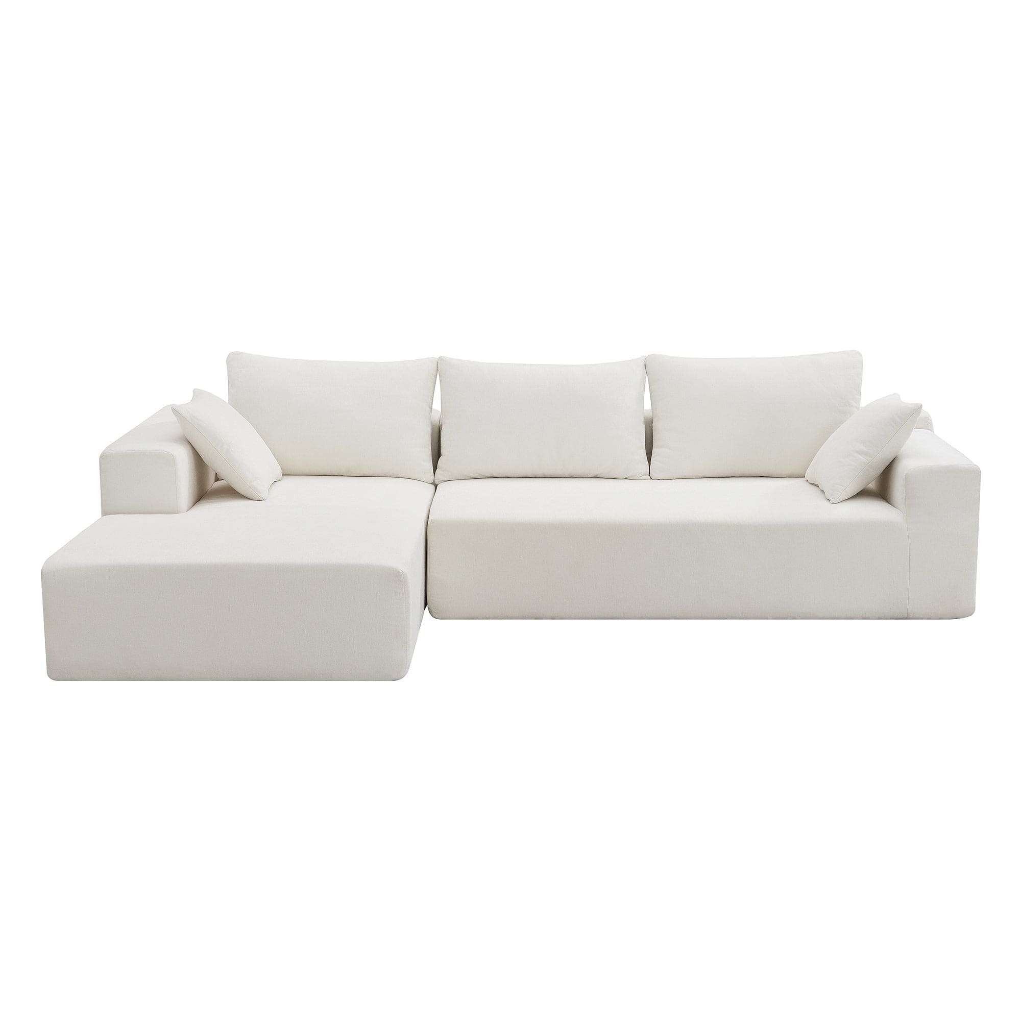 [VIDEO provided] [New] 109*68" Modular Sectional Living Room Sofa Set, Modern Minimalist Style Couch, Upholstered Sleeper Sofa for Living Room, Bedroom, Salon, 2 PC Free Combination, L-Shape, White