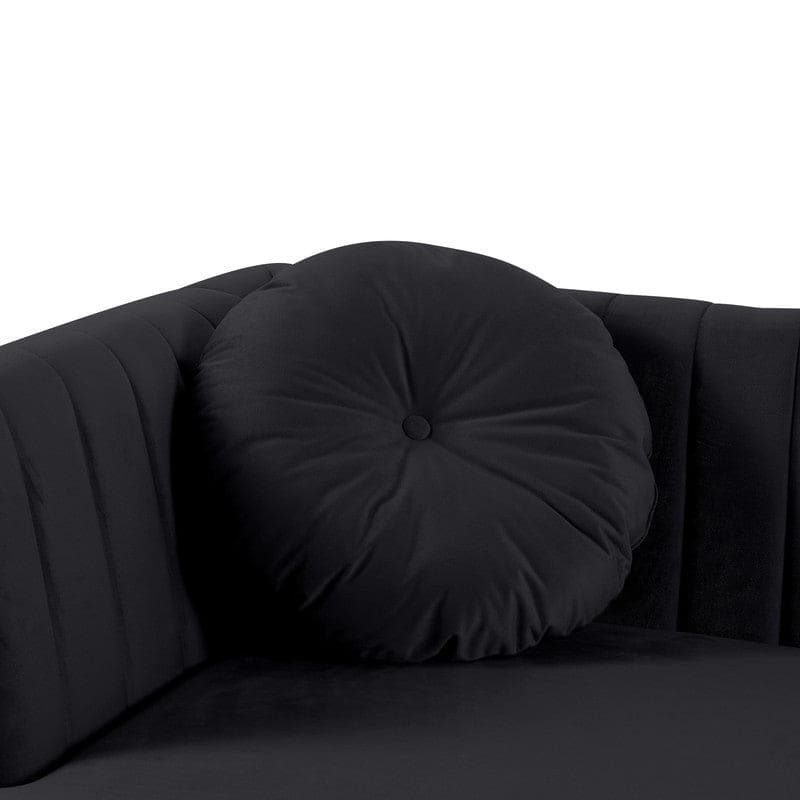 Chloe Black Velvet Sectional Sofa Chaise with USB Charging Port