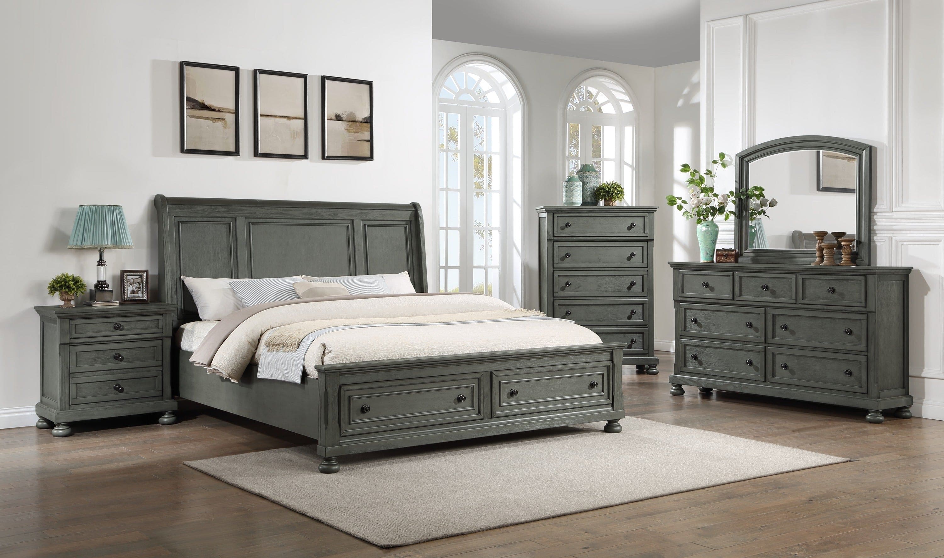 Jackson Modern Style Queen Bed Made with Wood & Rustic Gray Finish