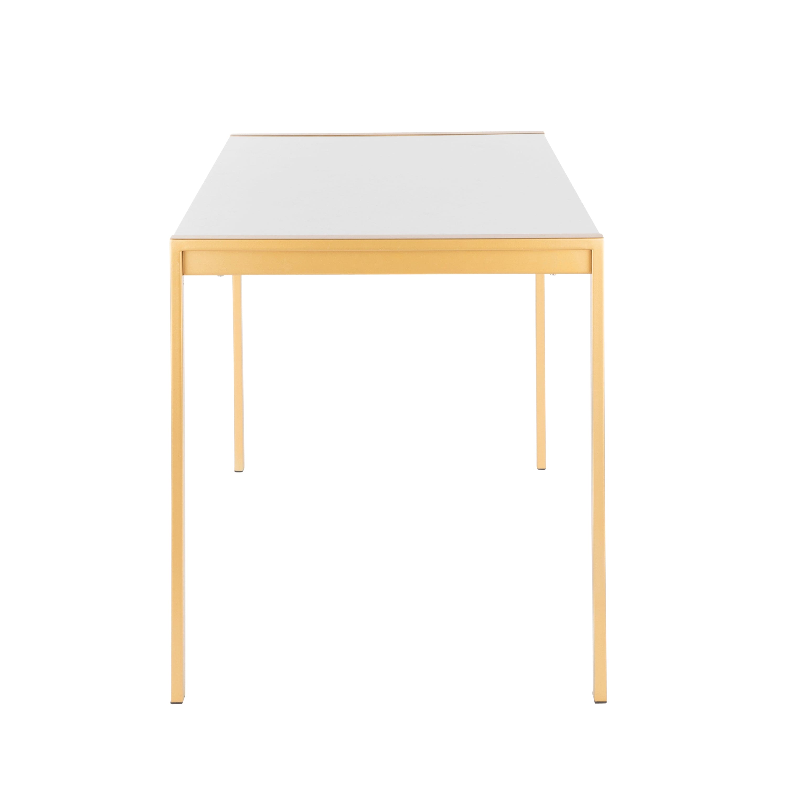 Fuji Modern/Glam Dining Table in Gold Metal with White Marble Top by Lumisource