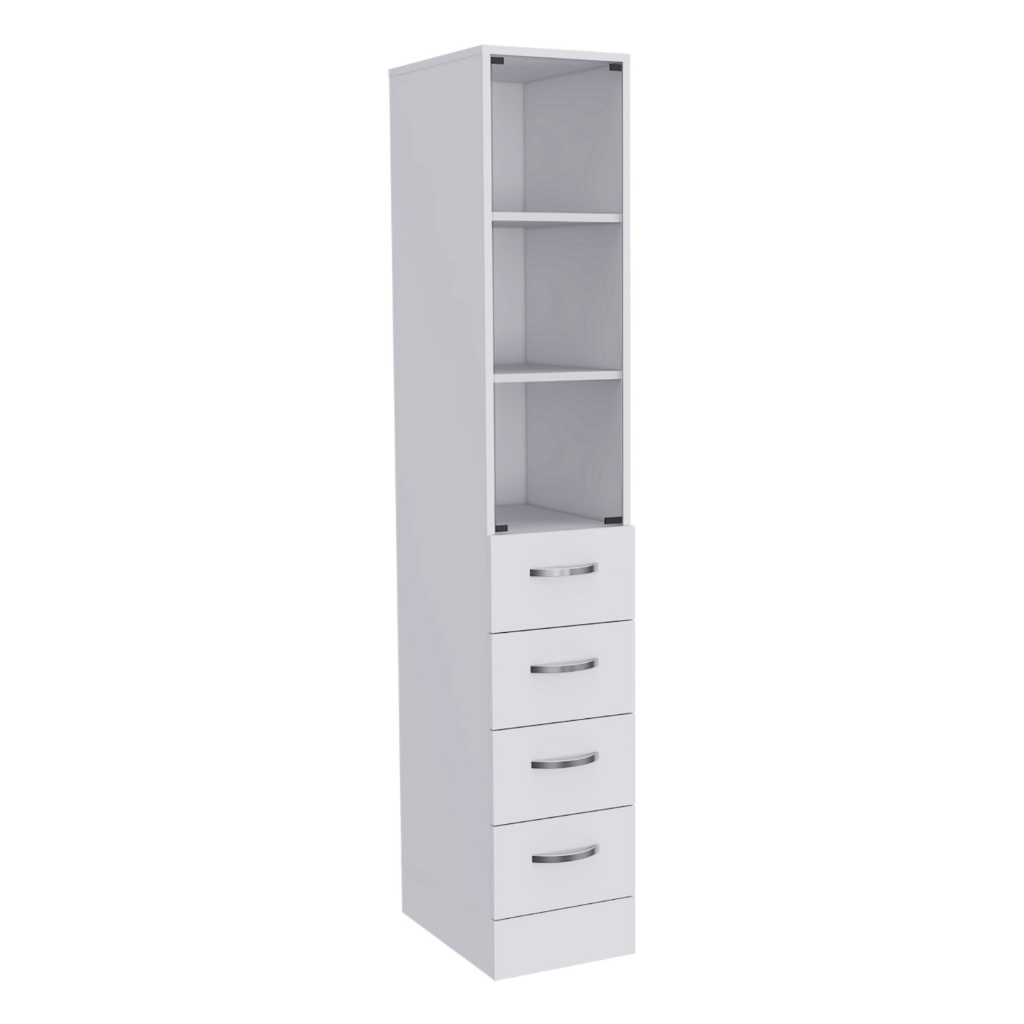 Linen Cabinet Artic, Three Shelves, Single Door, White Finish