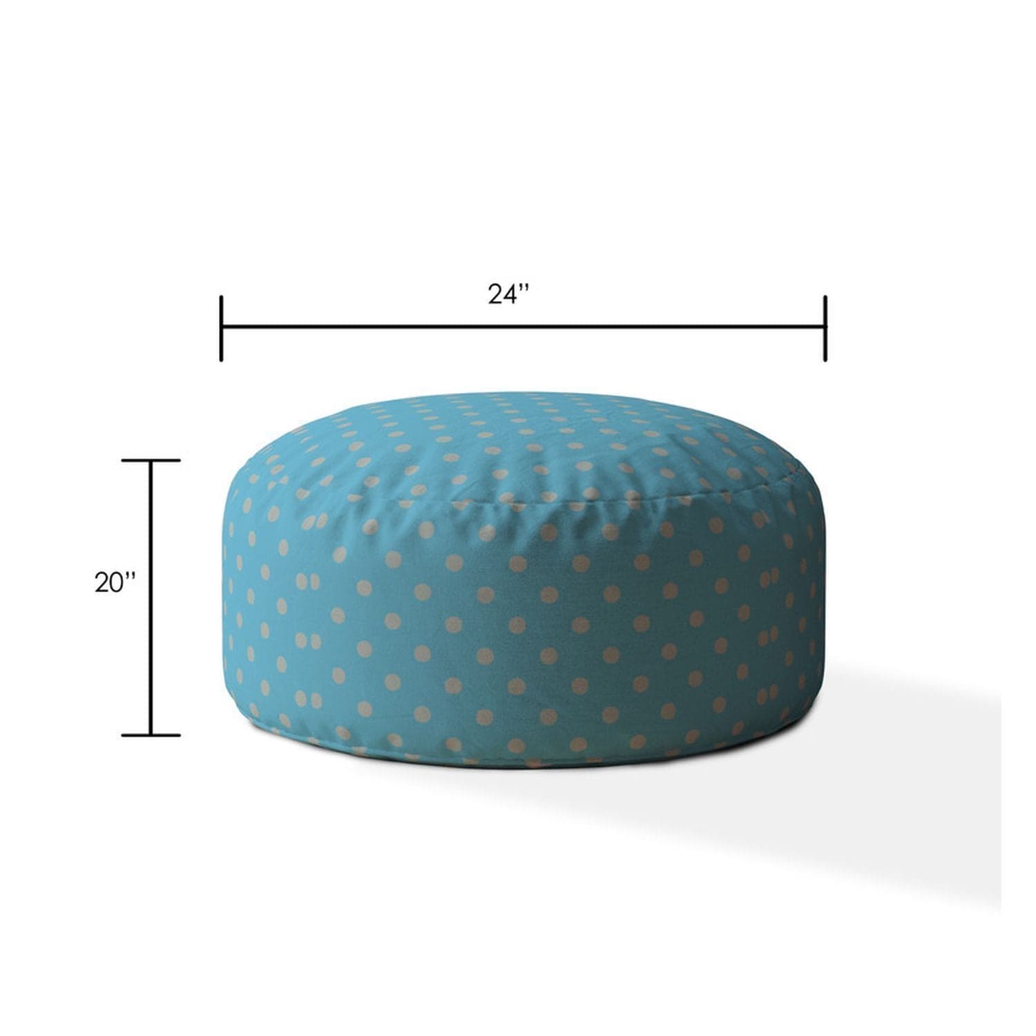 Indoor RETRO POLKA Bright Sky Blue Round Zipper Pouf - Cover Only - 24in dia x 20in tall