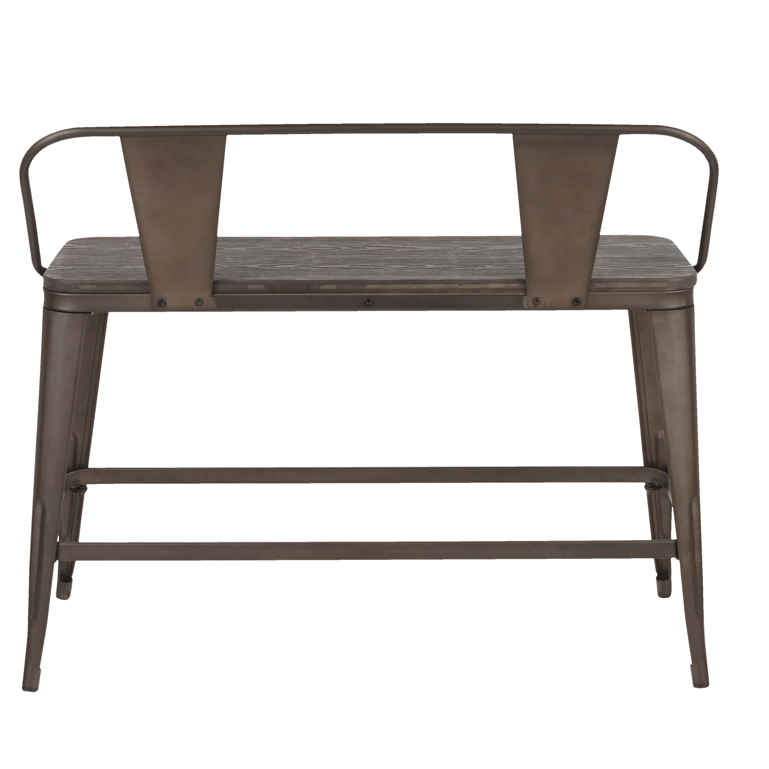 Oregon Industrial Counter Bench in Antique Metal and Espresso Wood-Pressed Grain Bamboo by LumiSource