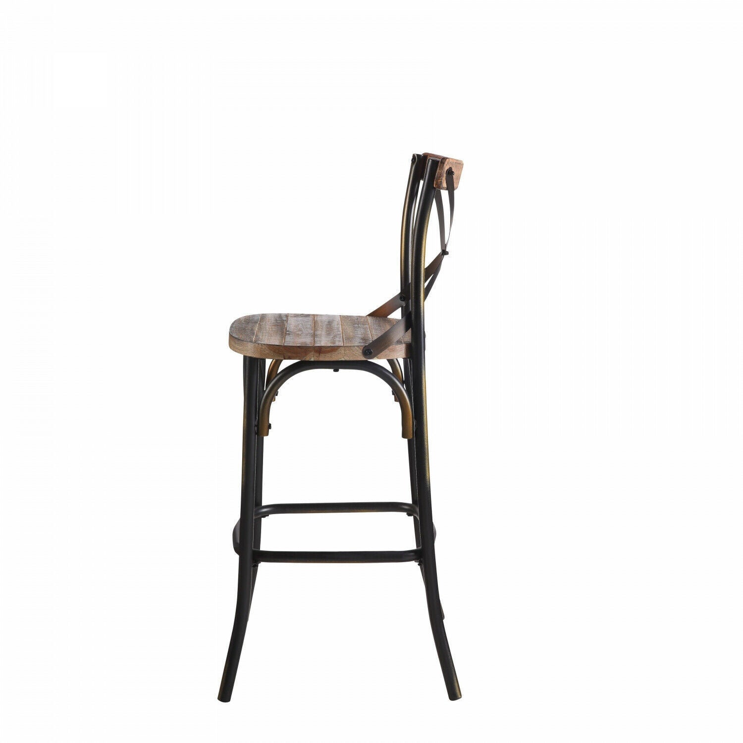 ACME Zaire Bar Chair (1Pc) in Antique Copper & Antique Oak 96805