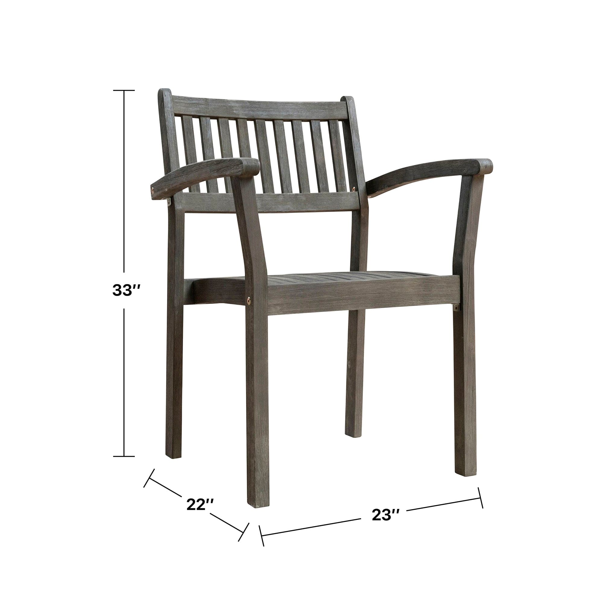 Caladesi Grey-washed Farmhouse Wood Coastal Stackable Patio Armchair (Set of 2)