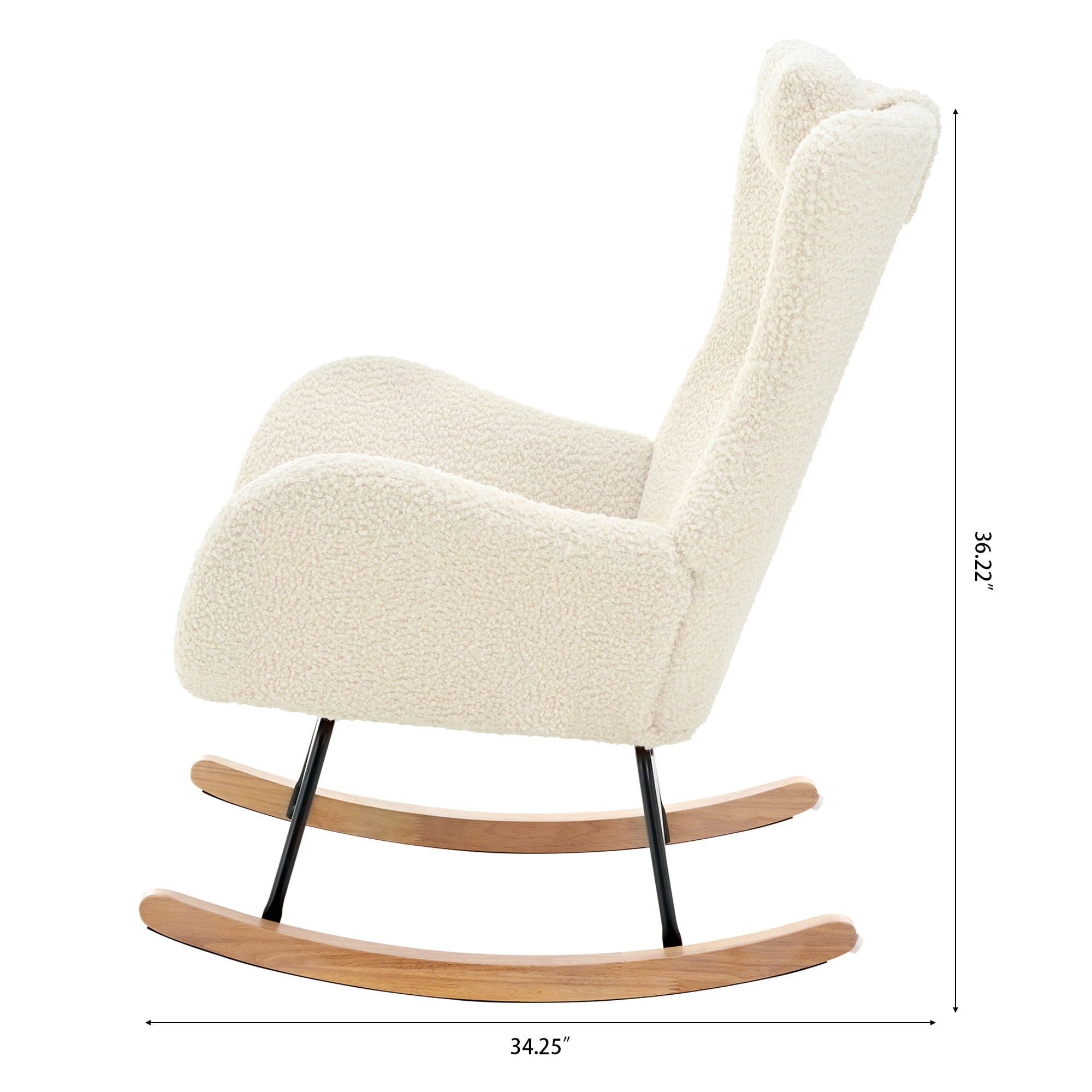 Rocking Chair - with rubber leg and cashmere fabric, suitable for living room and bedroom