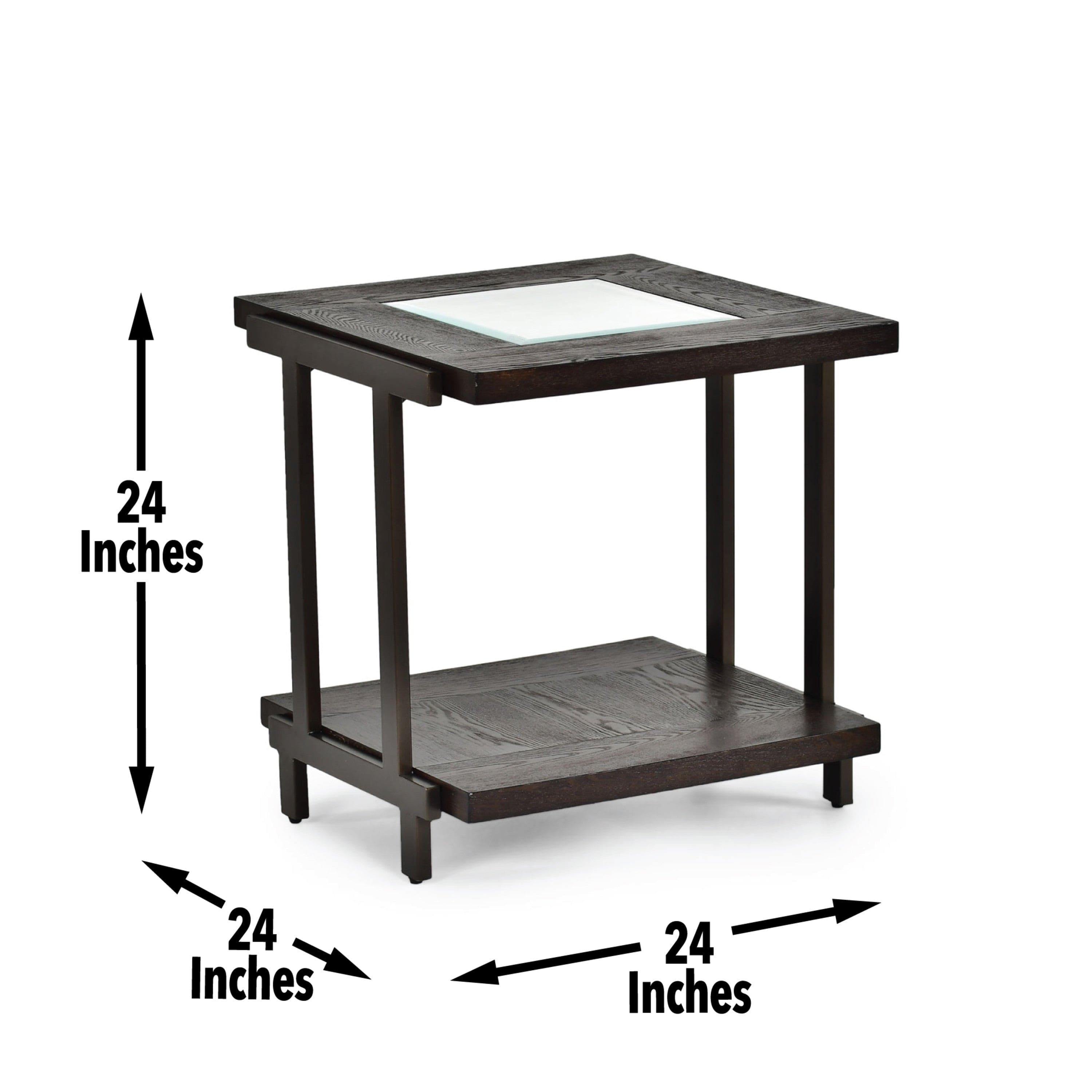 Sophisticated Rustic Industrial End Table - Rich Wood Tabletop, Roomy Bottom Shelf - Stylized Iron Frame, Unique Accent Piece