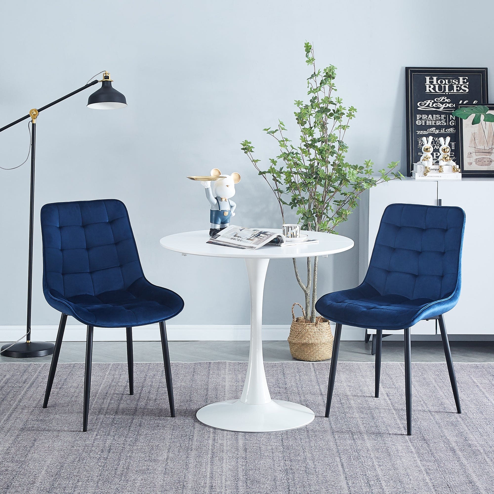 Dining Chair 2PCS（BLUE），Modern style，New technology，Suitable for restaurants, cafes, taverns, offices, living rooms, reception rooms.Simple structure, easy installation.