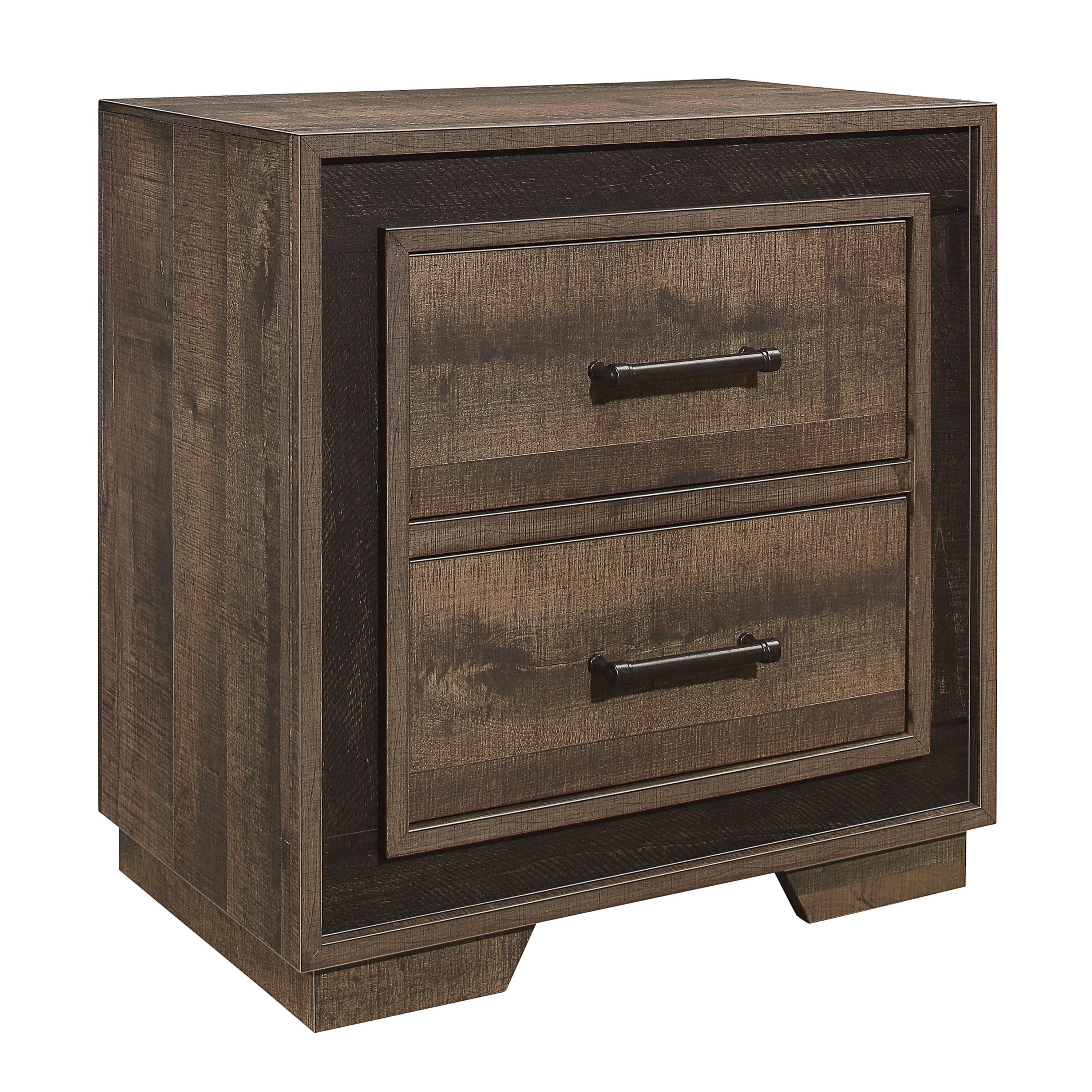 Rustic Style 1pc Nightstand Two-Tone Finish Embossed Faux-Wood Bed Side Table Bedroom Furniture