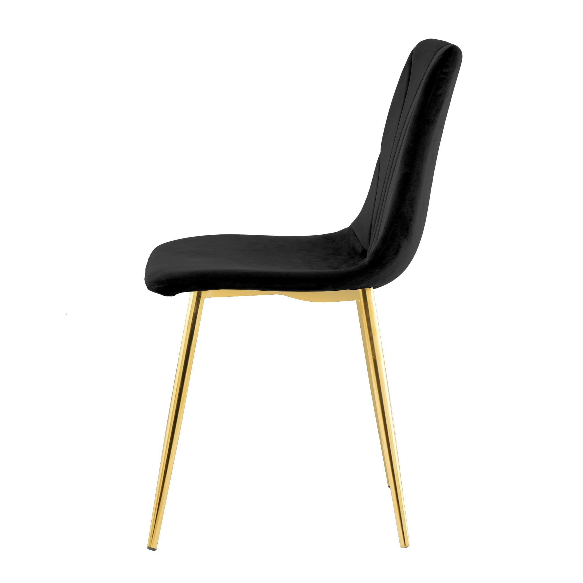 Modern simple light luxury dining black chair home bedroom stool back dressing chair student desk chair gold metal legs(set of 4)