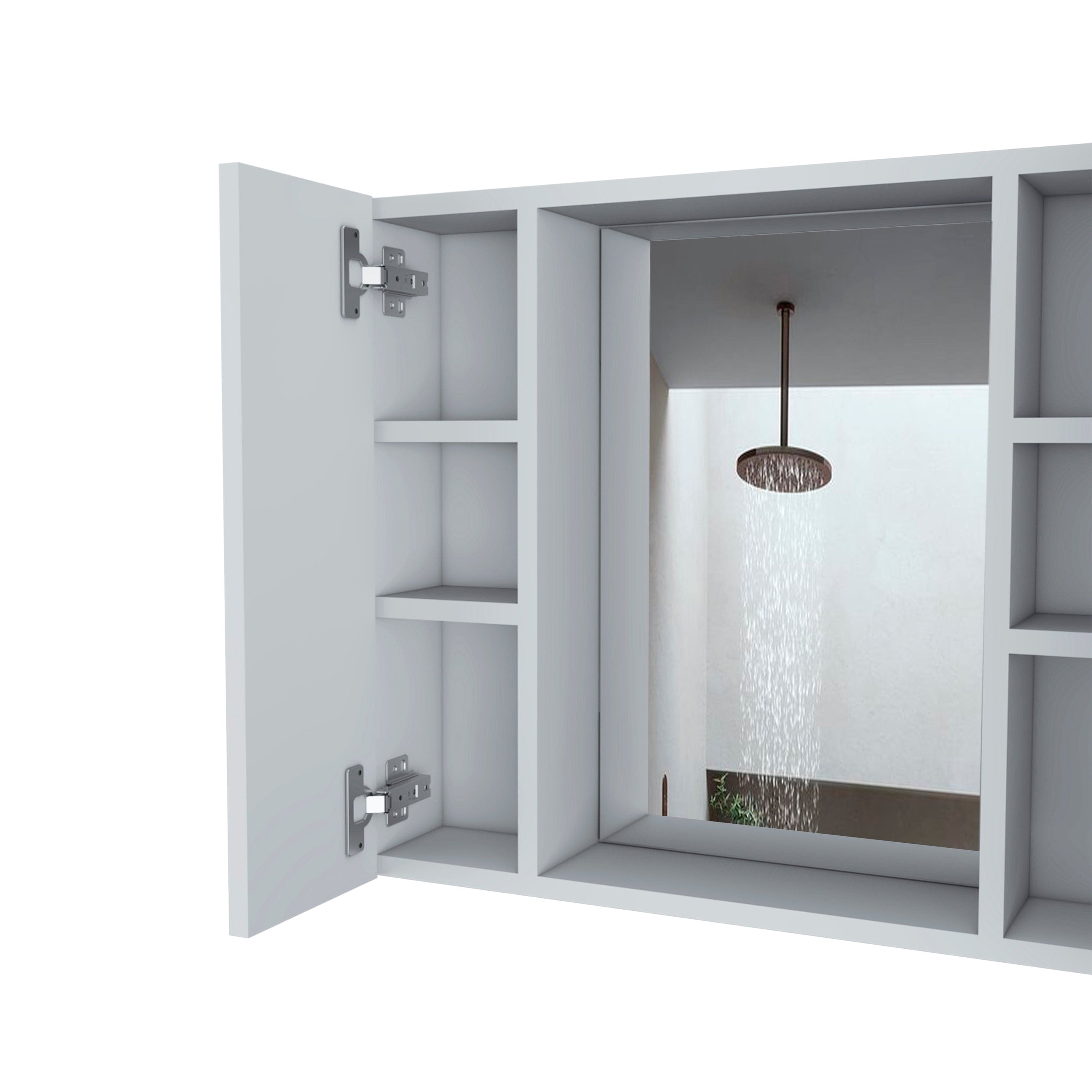 Medicine Cabinet Hops, Double Door, Mirror, One External Shelf, White Finish