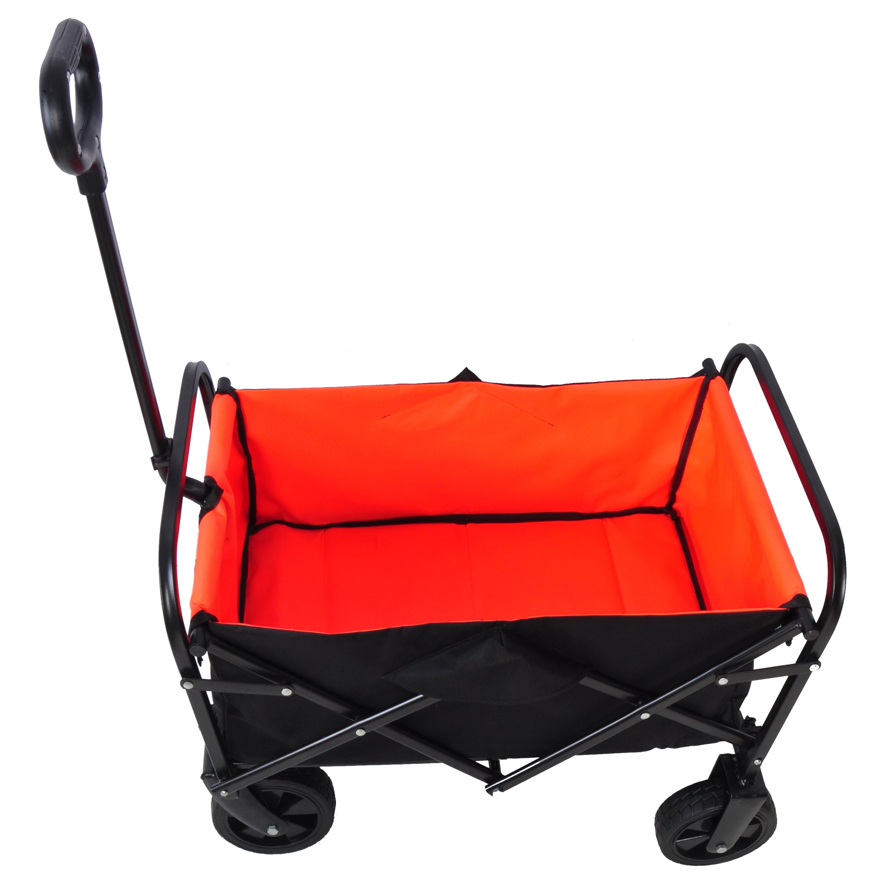 Folding Wagon Garden Shopping Beach Cart （black+yellow）