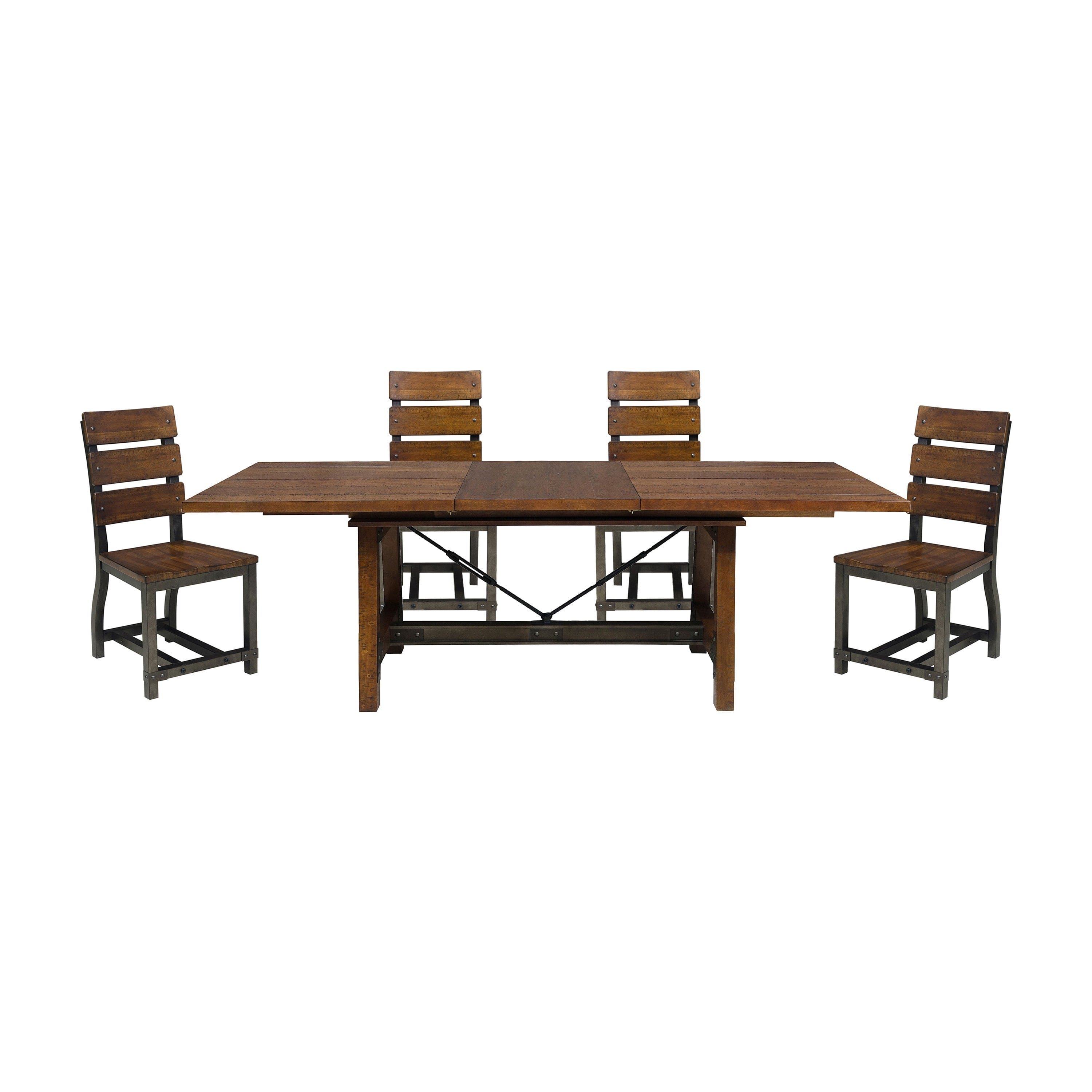 Unique Look Wood Framing 1pc Dining Table w Extension Leaf Industrial Design Casual Dining Furniture