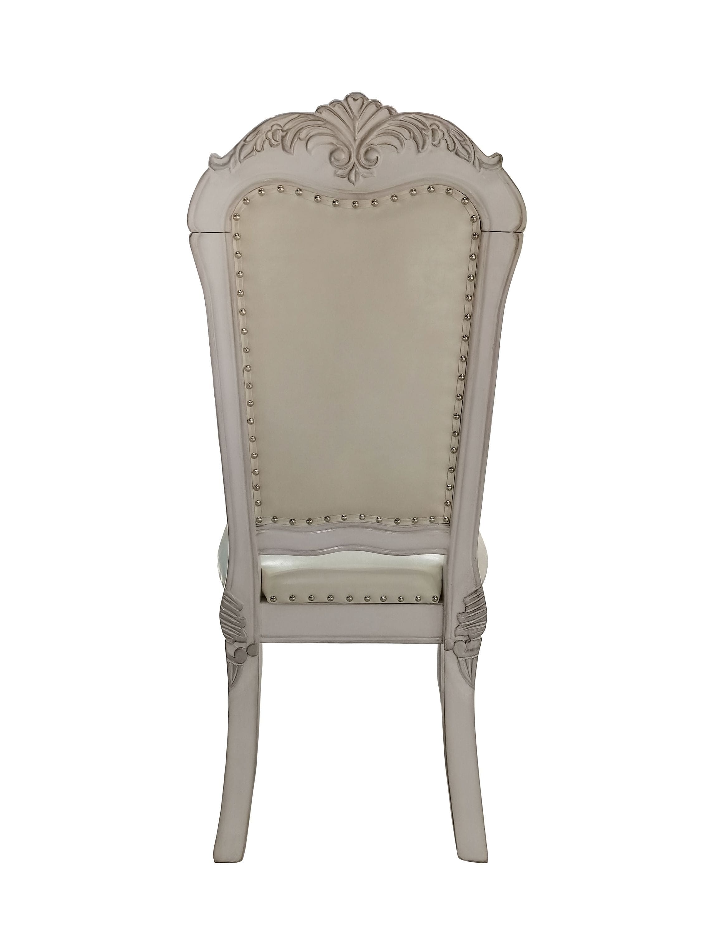 ACME Dresden  Side Chair (Set-2) in Fabric & Bone White Finish DN01701