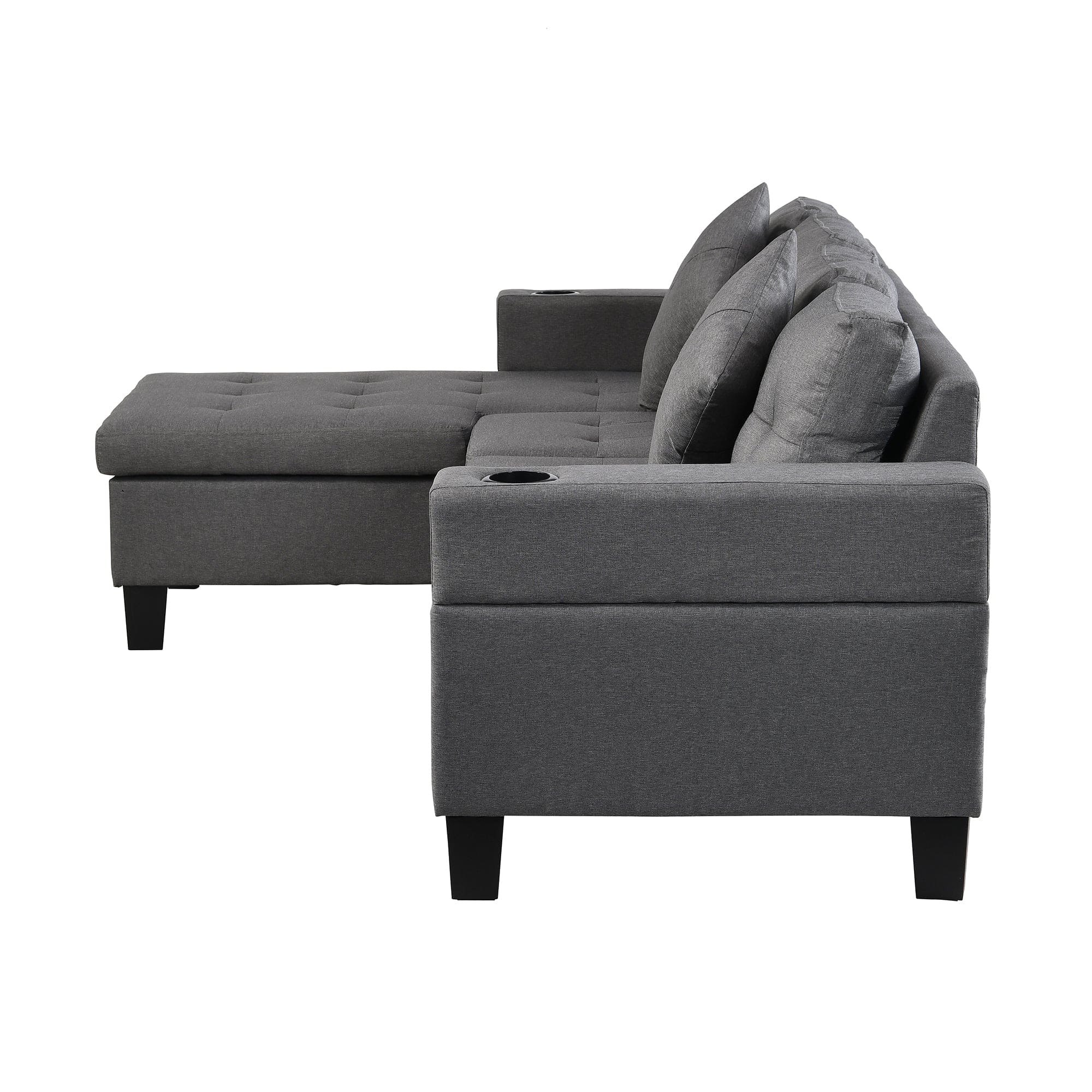 Sectional Sofa Set for Living Room with L Shape  Chaise Lounge ,cup holder and  Left or Right Hand Chaise  Modern 4 Seat