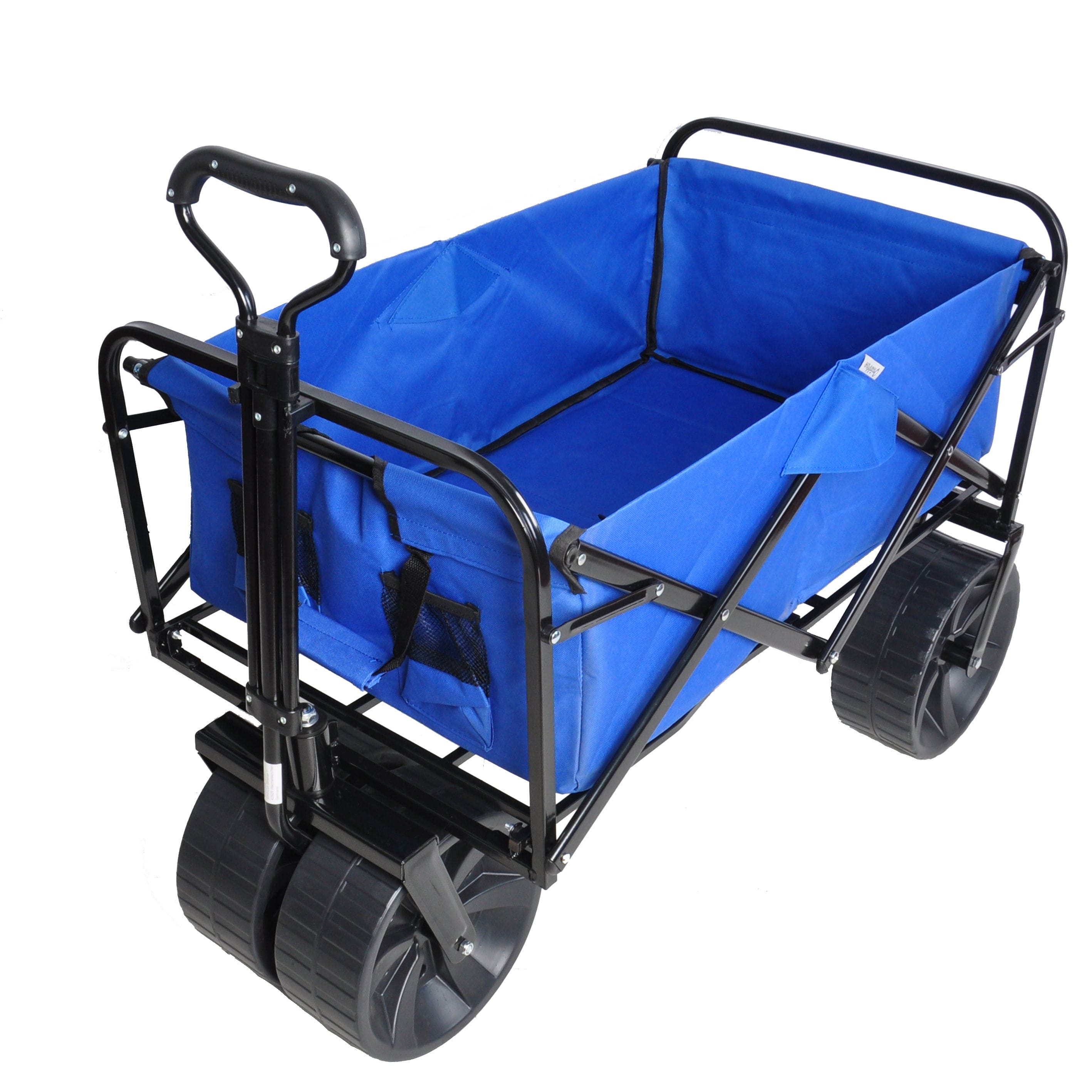 Folding Wagon Garden Shopping Beach Cart (Blue)