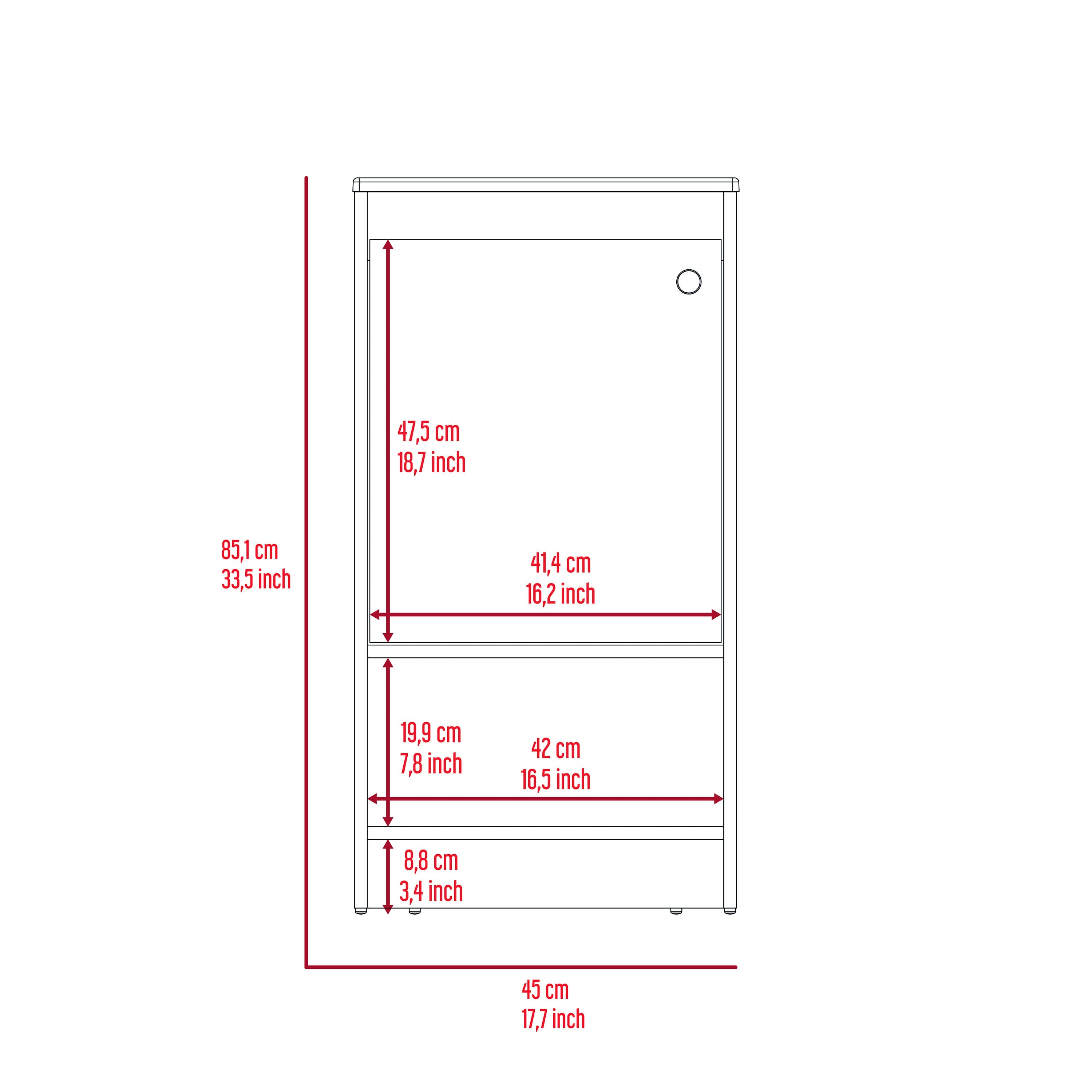 Jane Bathroom Vanity, Single Door Cabinet, Two Shelves -White