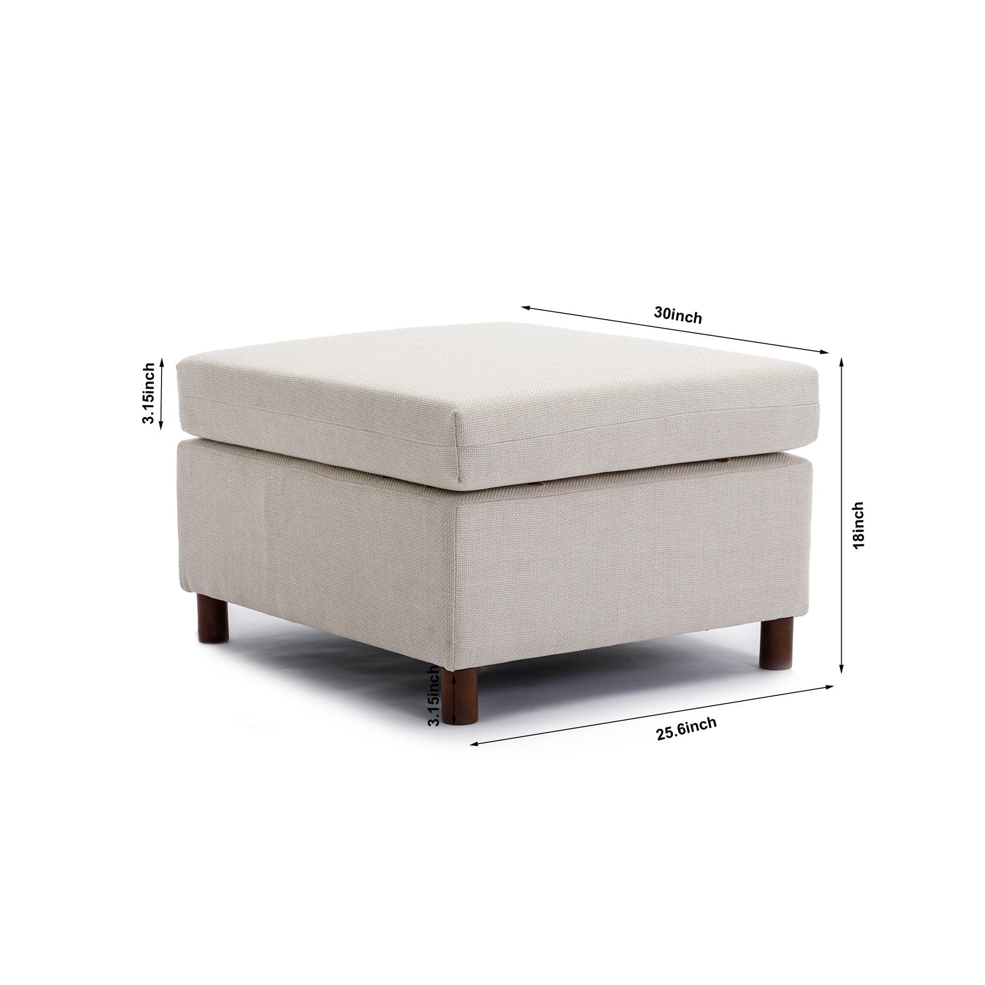 Single Movable Ottoman for Modular Sectional Sofa Couch Without Storage Function, Ottoman Cushion Covers Non-removable and Non-Washable,Cream