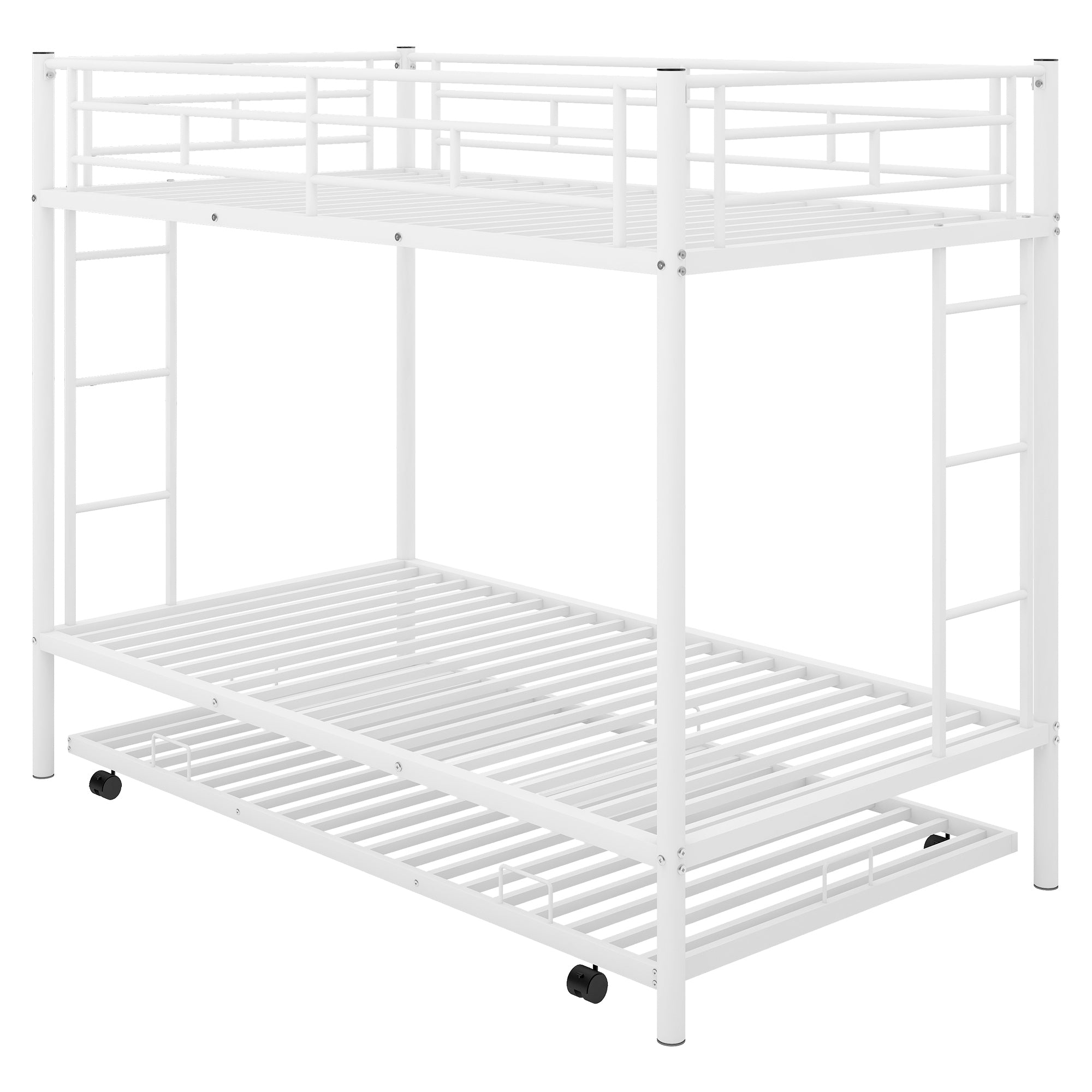 Twin over Twin Bunk Bed with Trundle, White(OLD SKU:MF192387AAK)