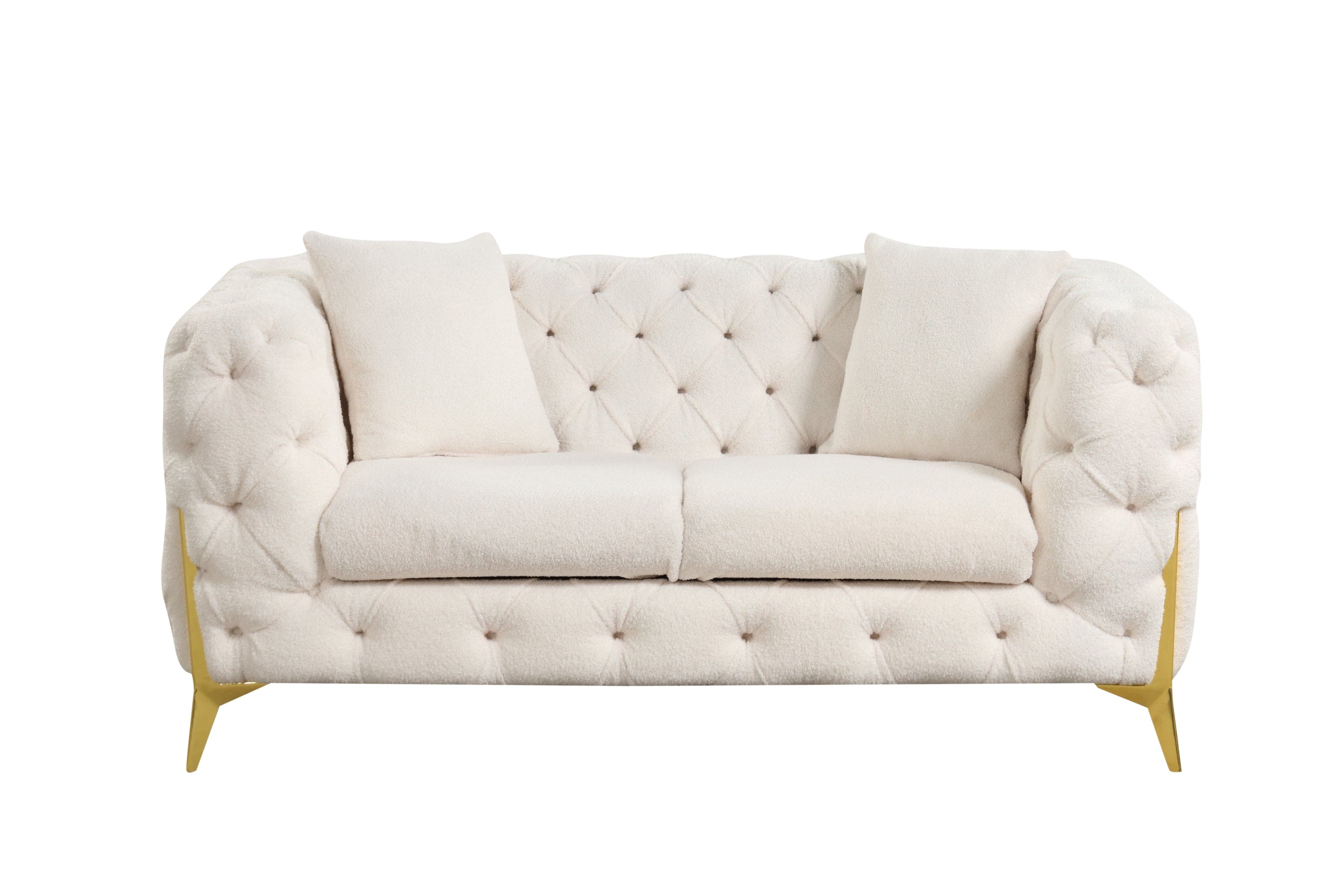 Contempo Modern Style Loveseat  Made with Wood in Cream