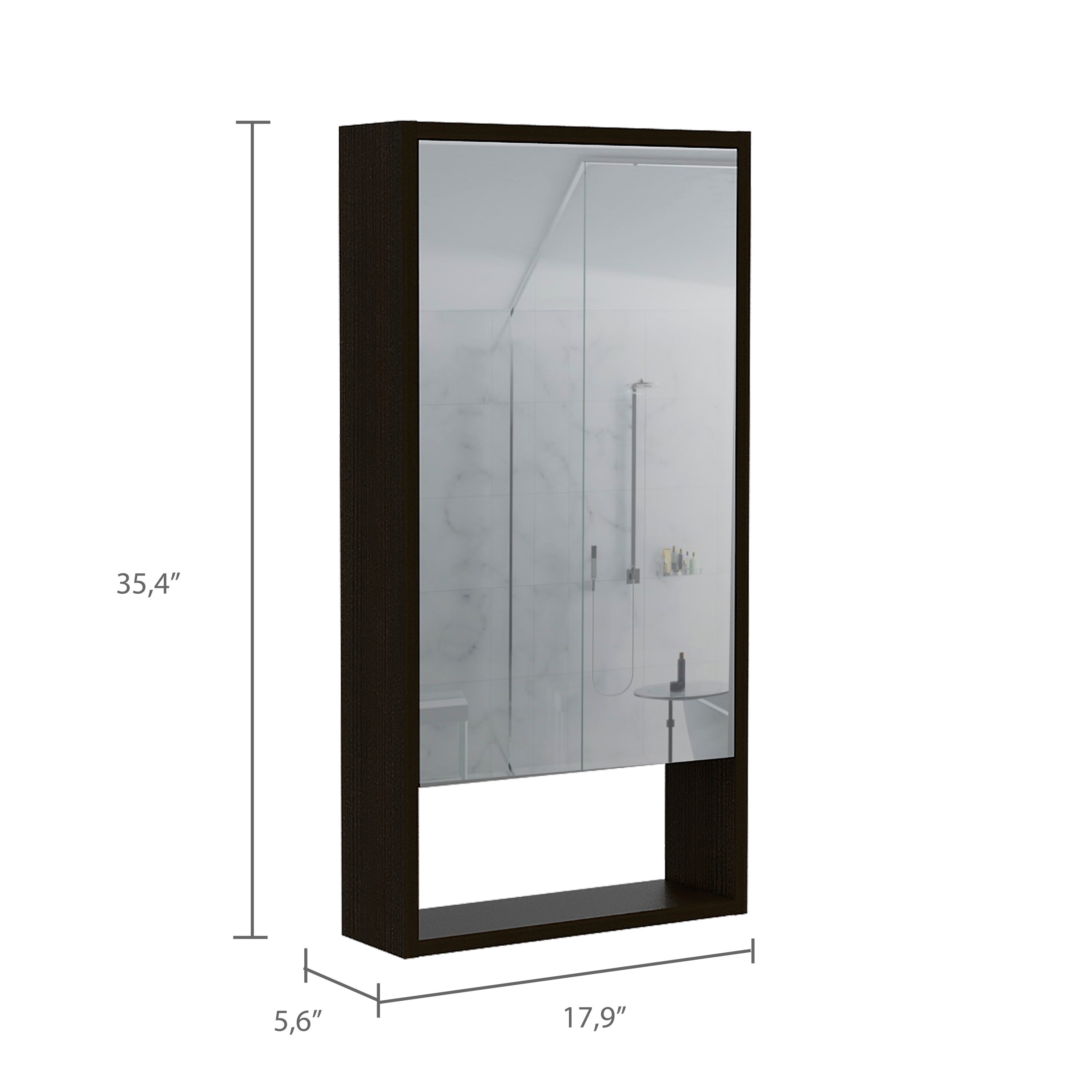 Medicine Cabinet Irvine, One External Shelf, Black Wengue Finish