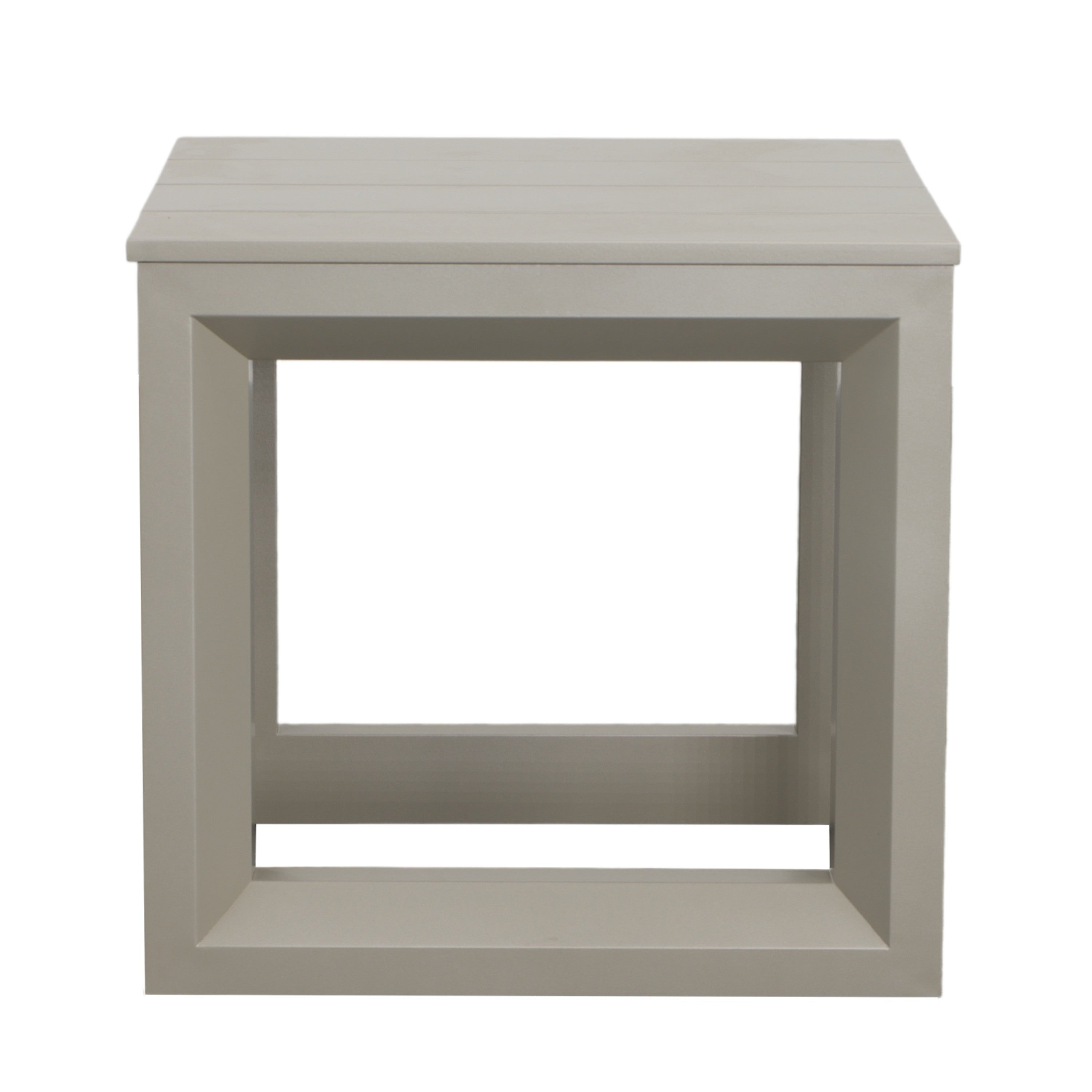 Versatile Patio End Table - Neutral Tones, Modern Geometric Pattern - Rust-Resistant Aluminum, Scratch and Weather-Resistant