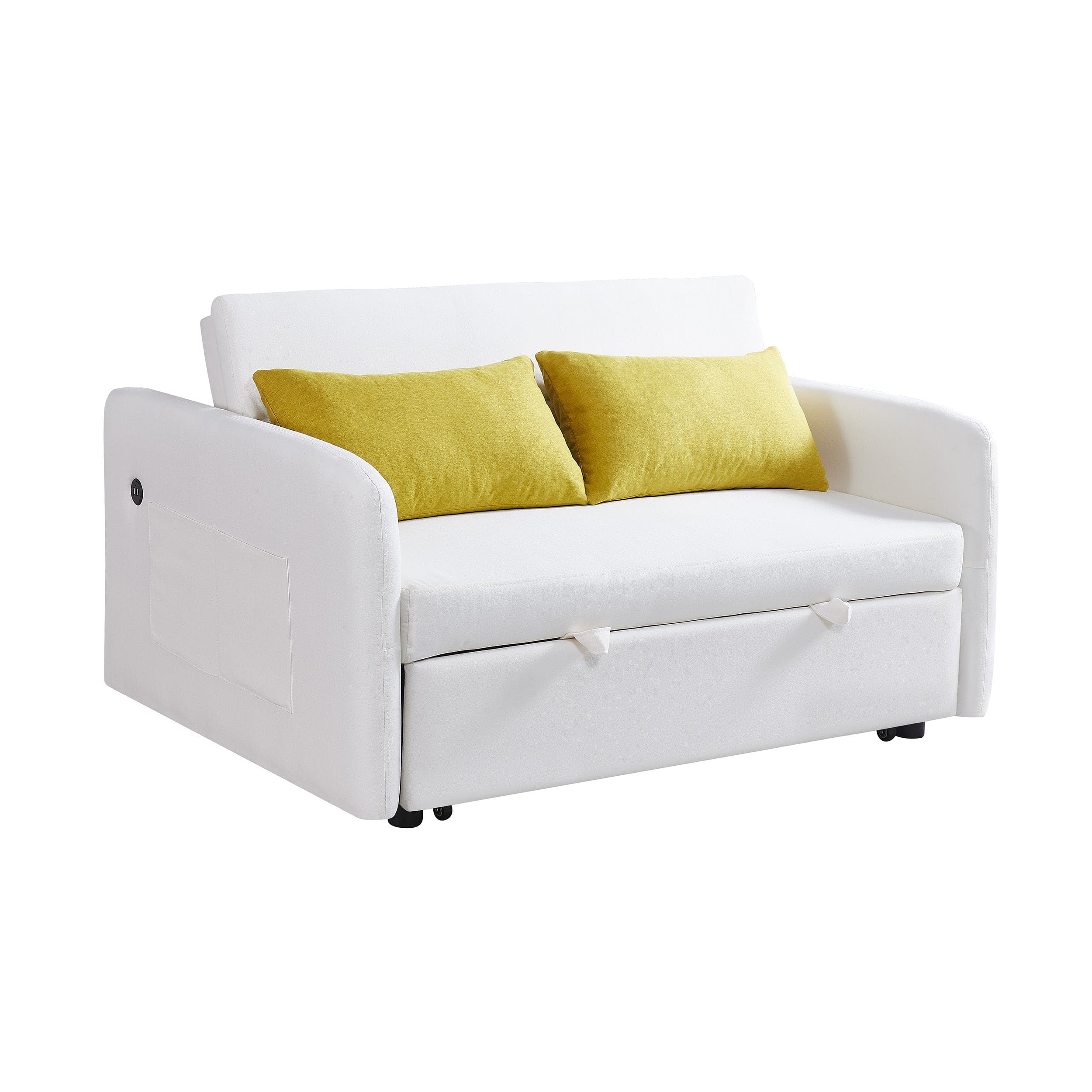 Twins Sofa Bed Cream White Fabric