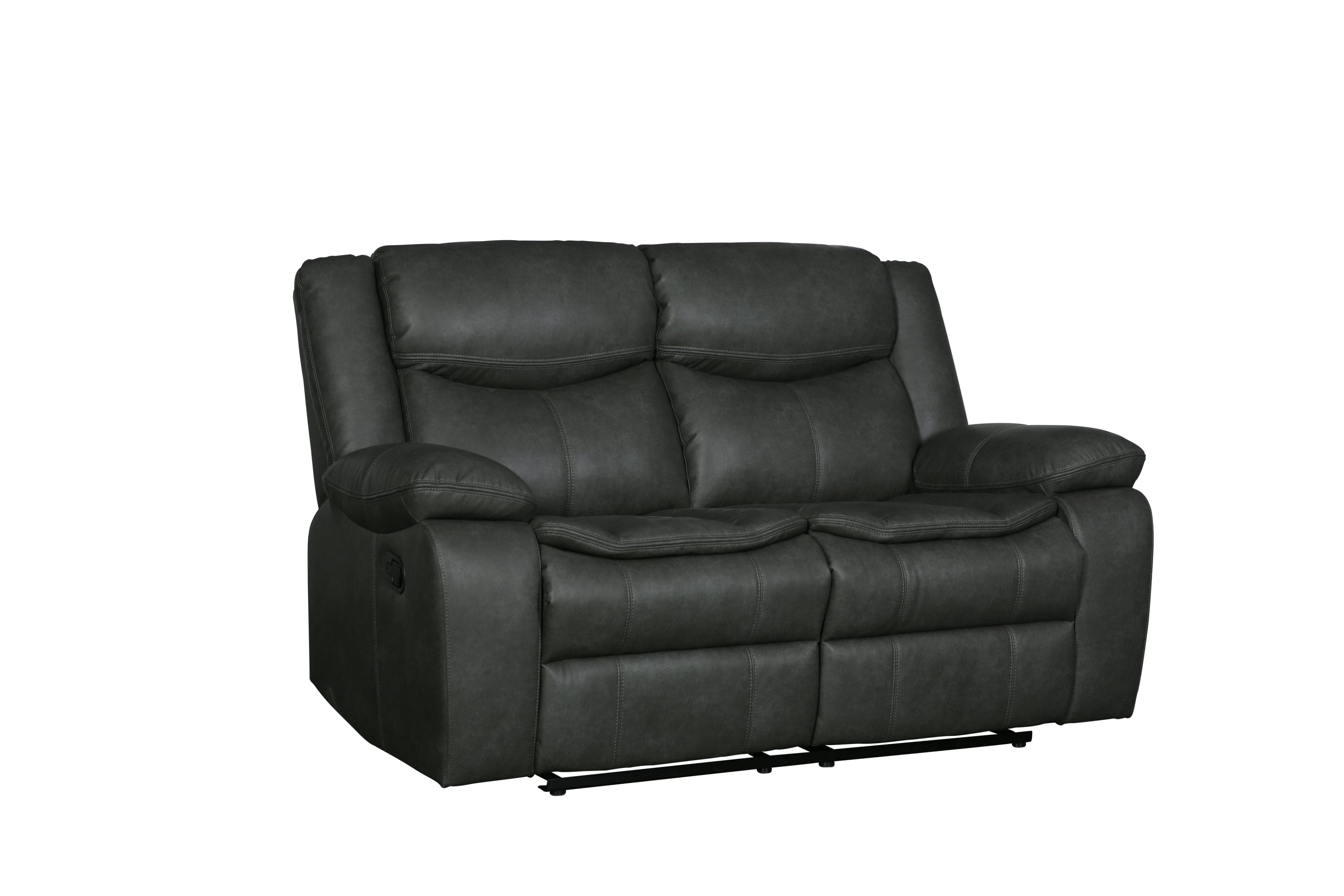 Global United Transitional Leather-Air Reclining Loveseat