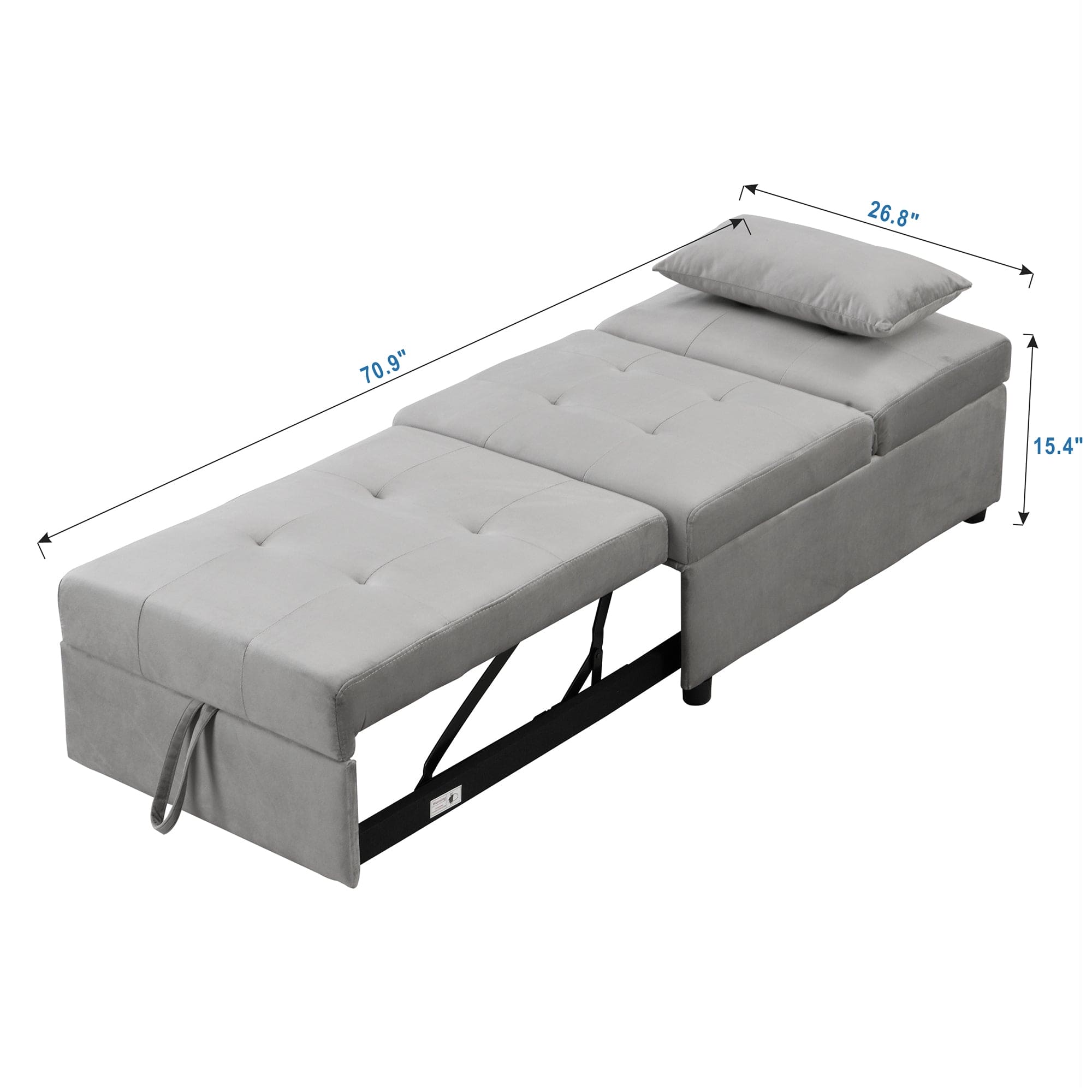 Folding Ottoman Sofa Bed  Gray