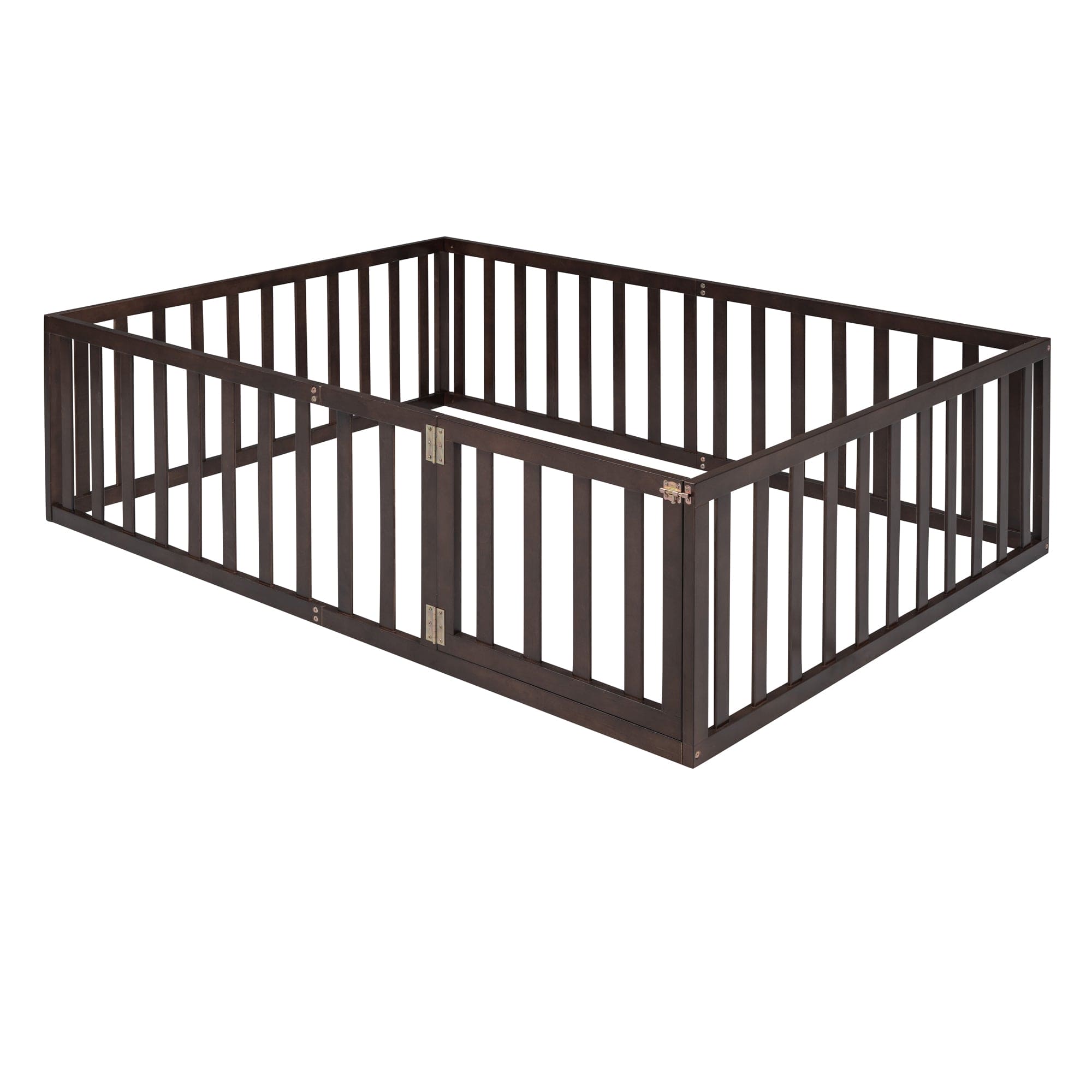 Full Size Wood Daybed Frame with Fence, Walnut(OLD SKU:WF289662AAL)