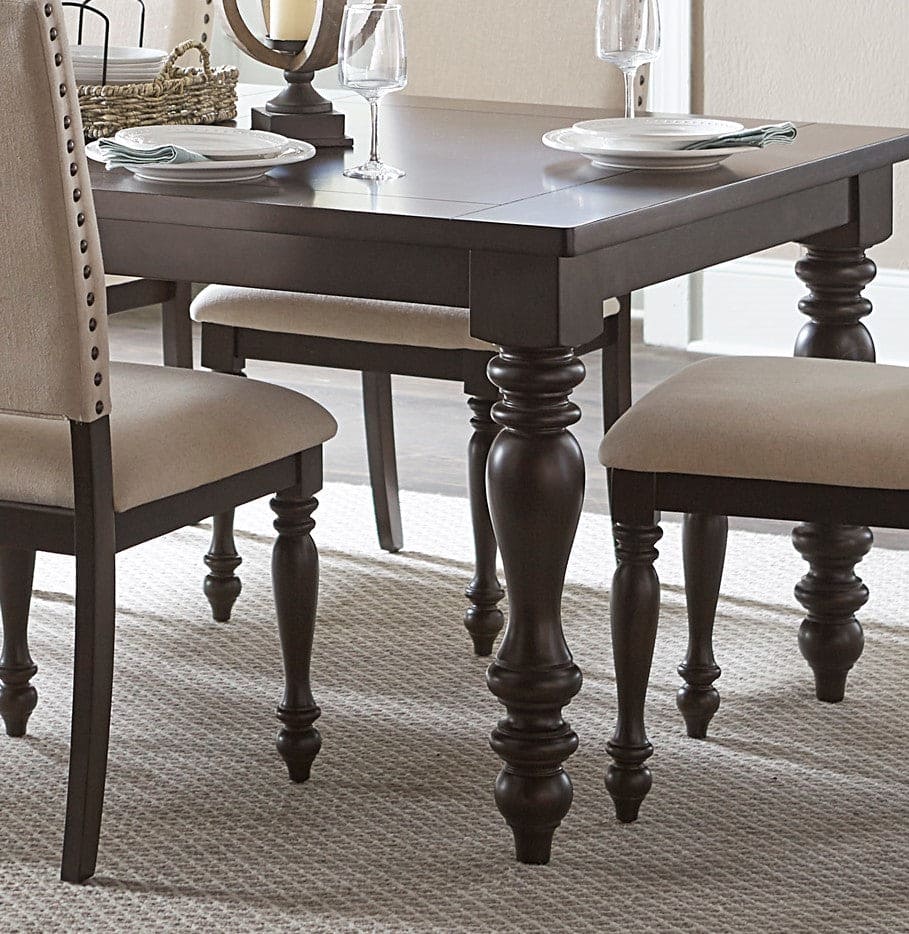 Transitional Style Grayish Brown Finish 1pc Dining Table Draw Leaf Birch Veneer Traditional Dining Furniture