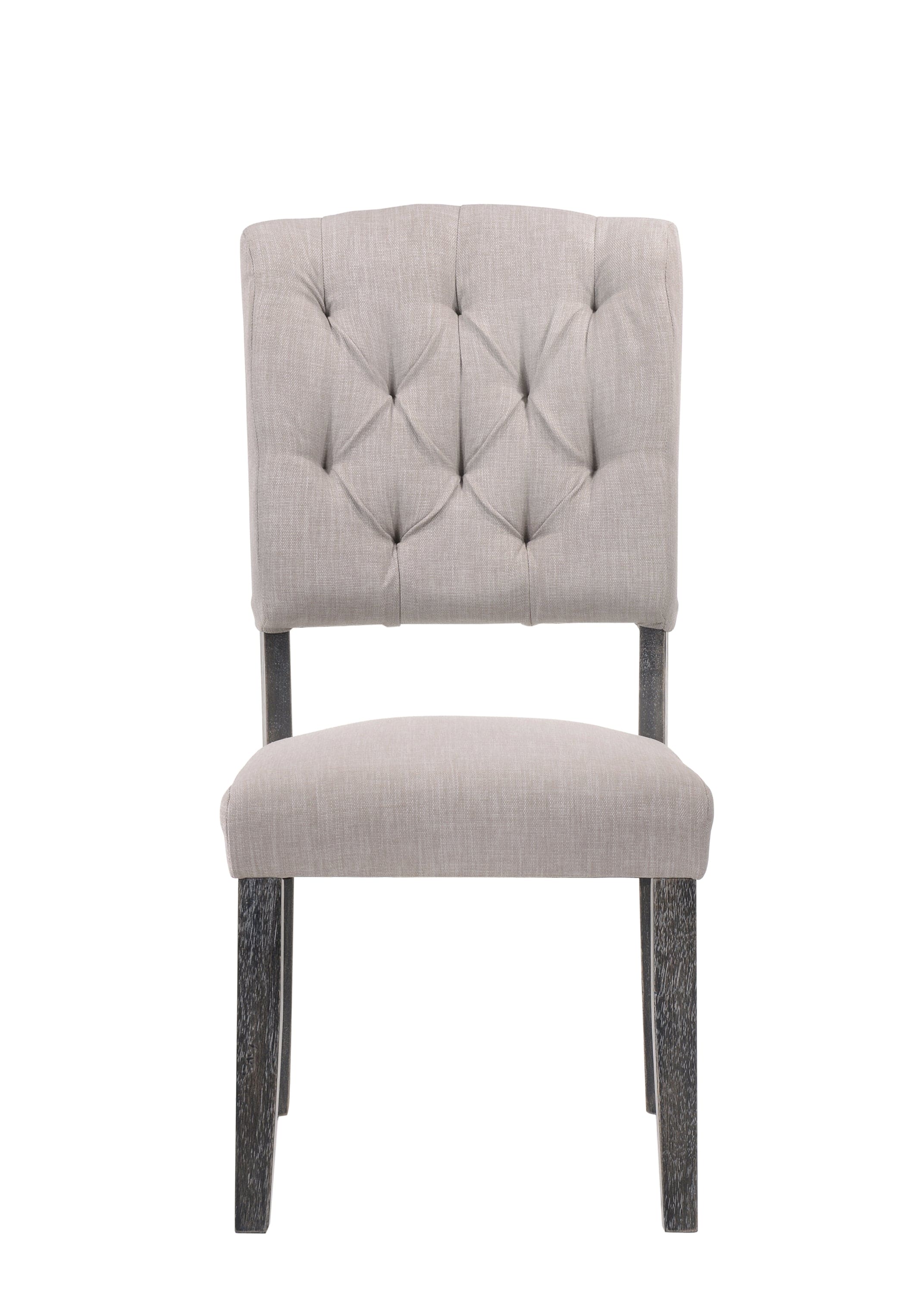 ACME Bernard Side Chair (Set-2), Fabric & Weathered Gray Oak (2Pc/1Ctn) 66192