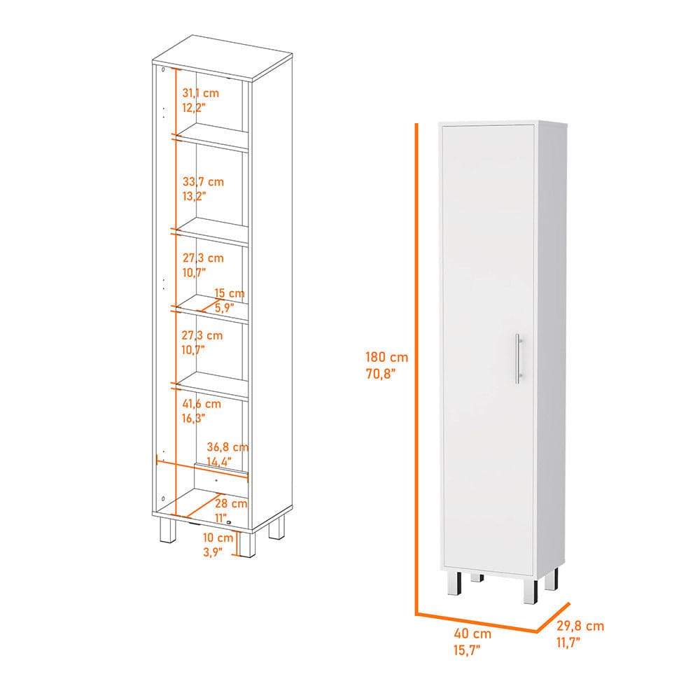 Storage Cabinet Buccan, Five Shelves, White Finish