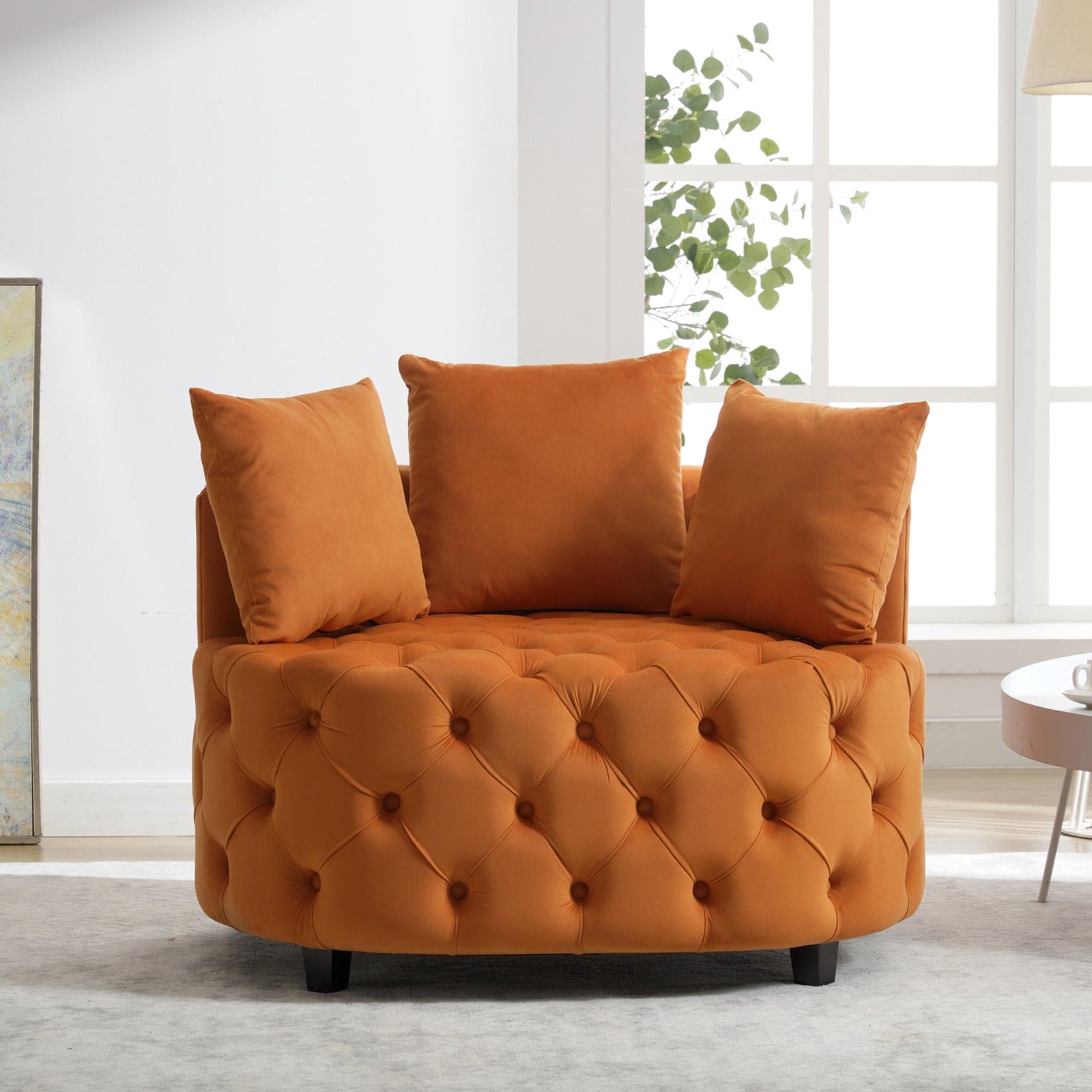 A&A Furniture,Width 40.6 inches  Accent Chair / Classical Barrel Chair for living room / Modern Leisure Sofa Chair (Orange)